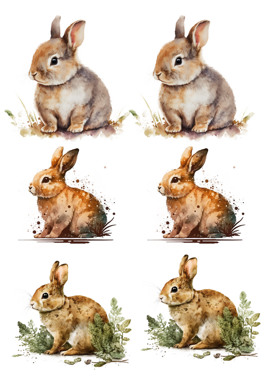 Sticker Sheet – Easter Bunny Watercolor Collage Cat No. 4188