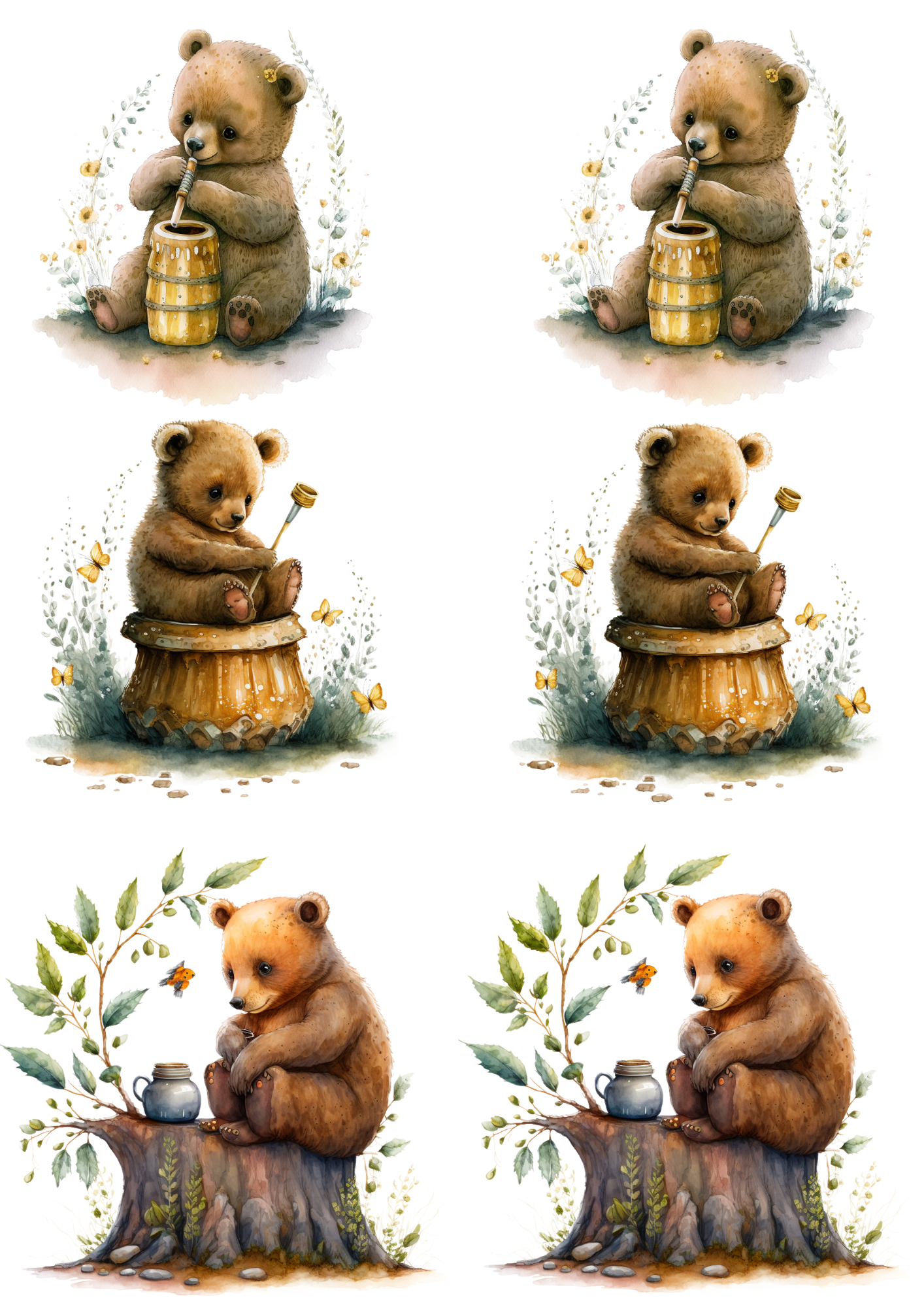 Sticker Sheet / Greeting Card – Teddy Bear Collage Cat No. 4192