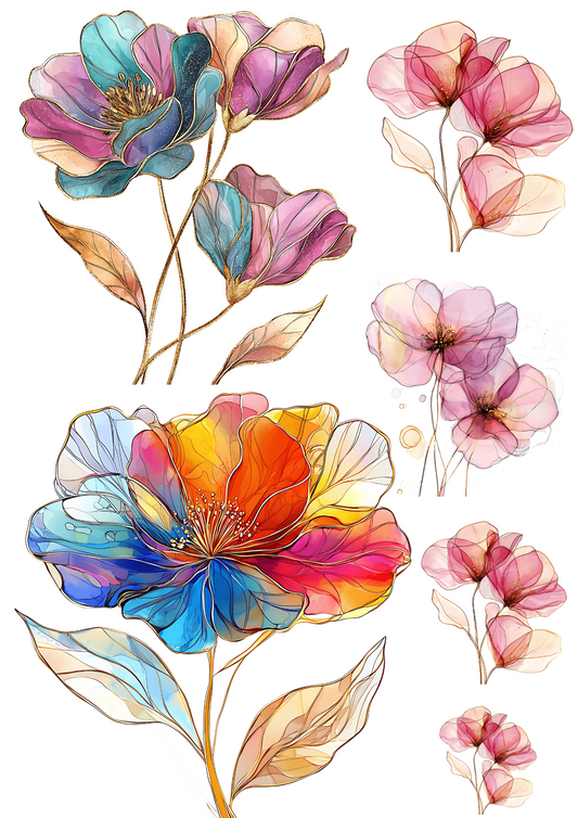 Sticker Sheet – Prismatic Blossom Collage Cat No. 4197