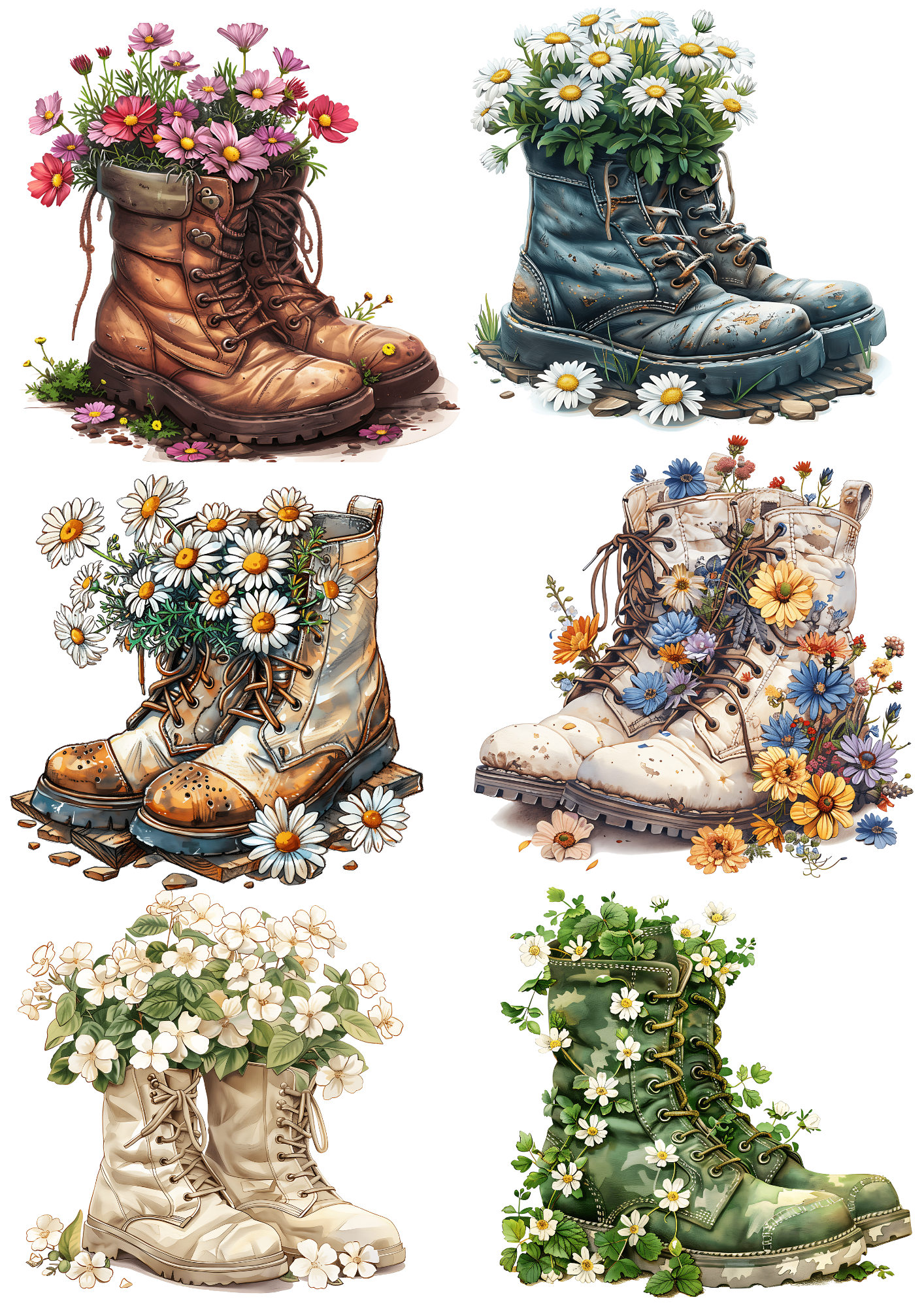 Sticker Sheet / Greeting Card – Floral Shoes Vintage Shabby Chic Collage Cat No. 4204