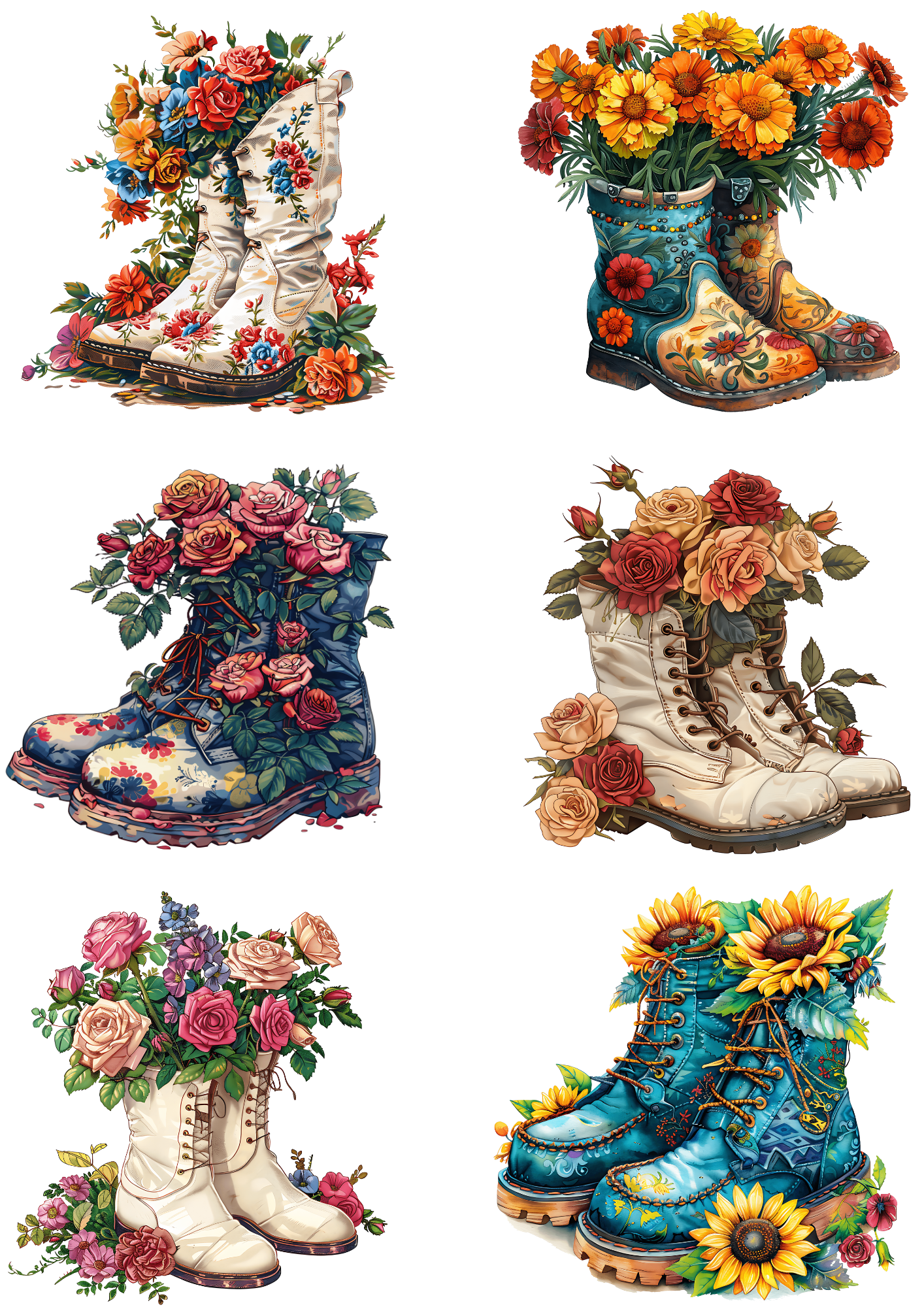 Sticker Sheet / Greeting Card – Floral Shoes 2 Vintage Shabby Chic Collage Cat No. 4205
