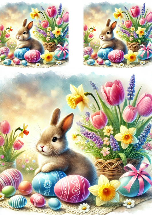 Sticker Sheet – Easter Bunny With Colorful Easter Eggs In Vivid Colors Cat. No. 4220