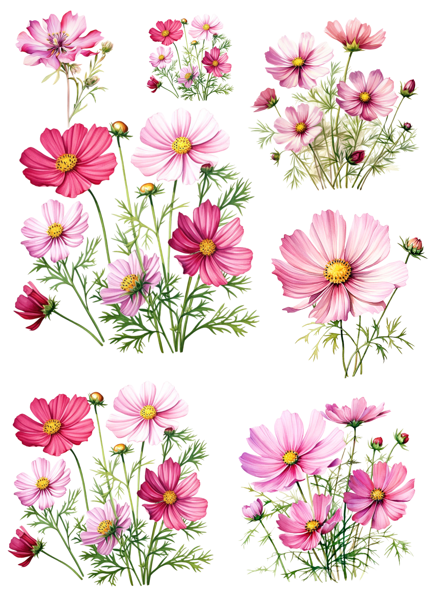 Sticker Sheet / Greeting Card – Spring Colorful Flower Buds 2 Collage Cat. No. 4230