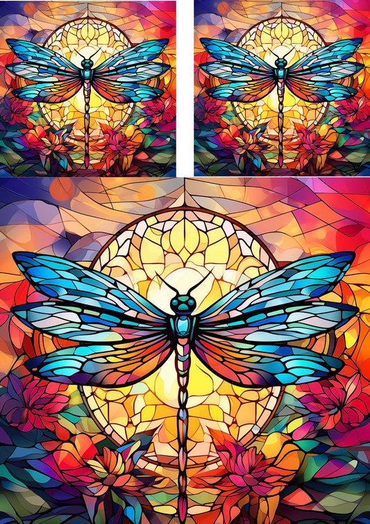 Sticker Sheet – Dragonfly In Stained Glass Collage Cat. No. 4231
