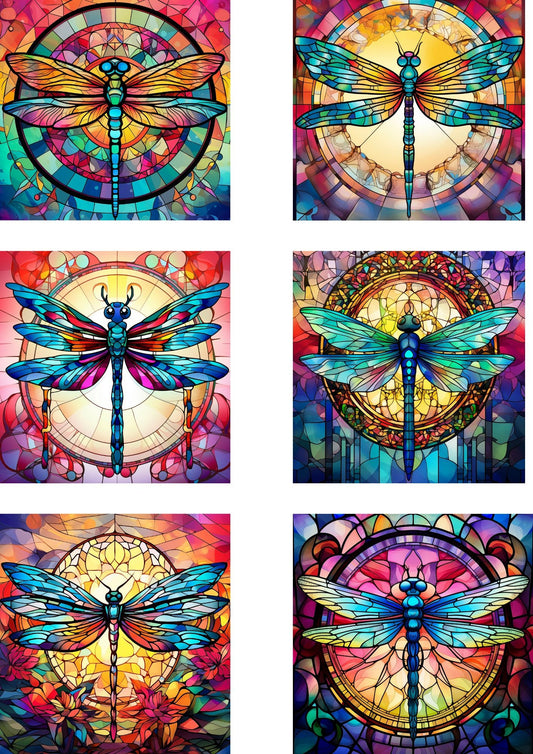Sticker Sheet – Dragonfly In Stained Glass 2 Collage Cat. No. 4232