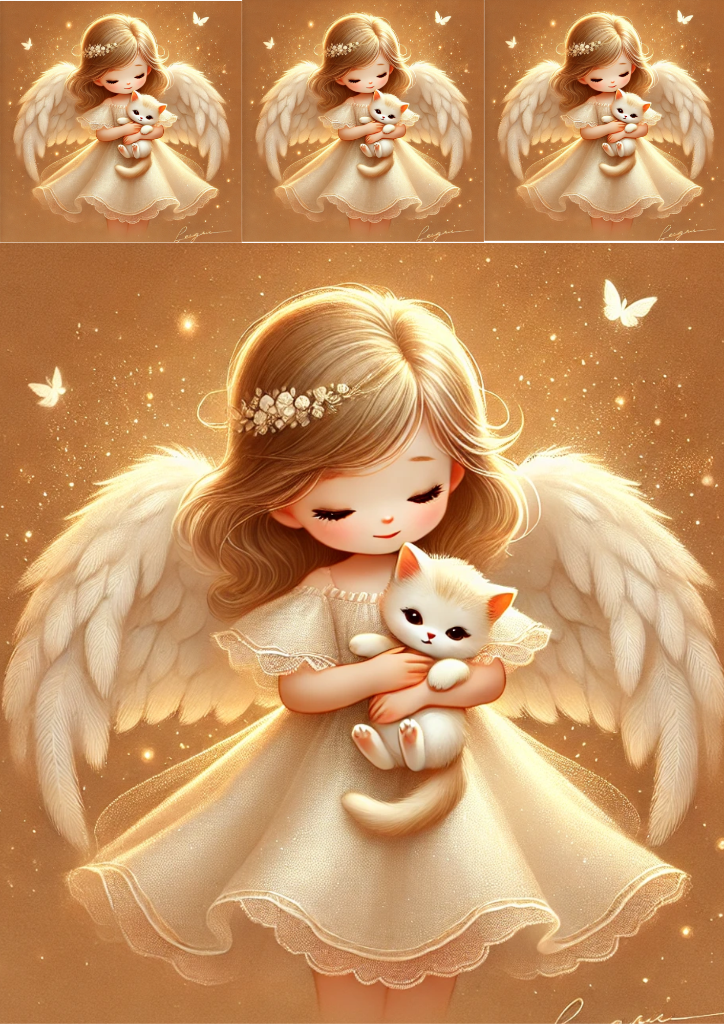Sticker Sheet / Greeting Card – Angel With Kitty Collage Cat. No. 4237
