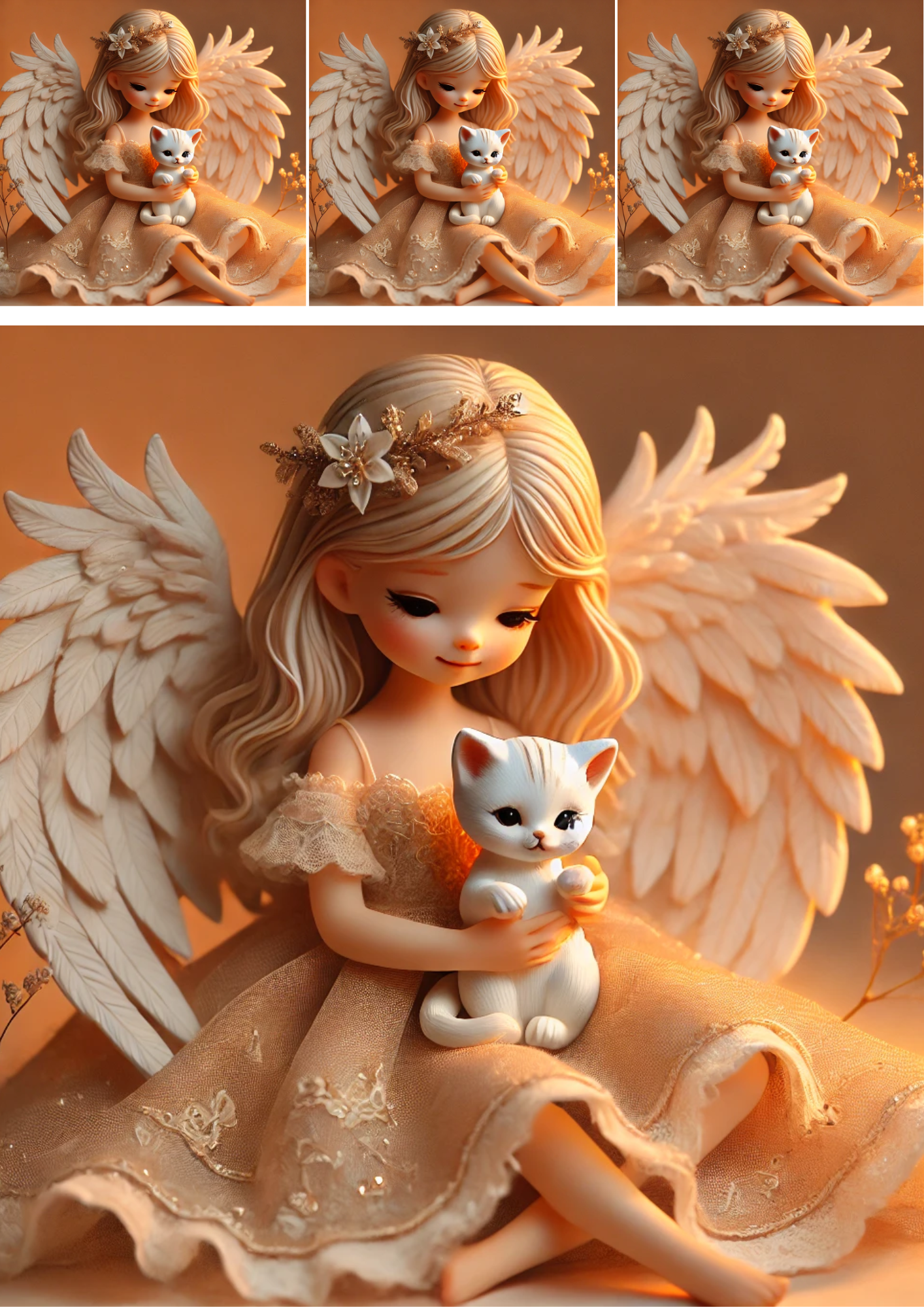 Sticker Sheet / Greeting Card – Angel With Little Dog Collage Cat. No. 4238
