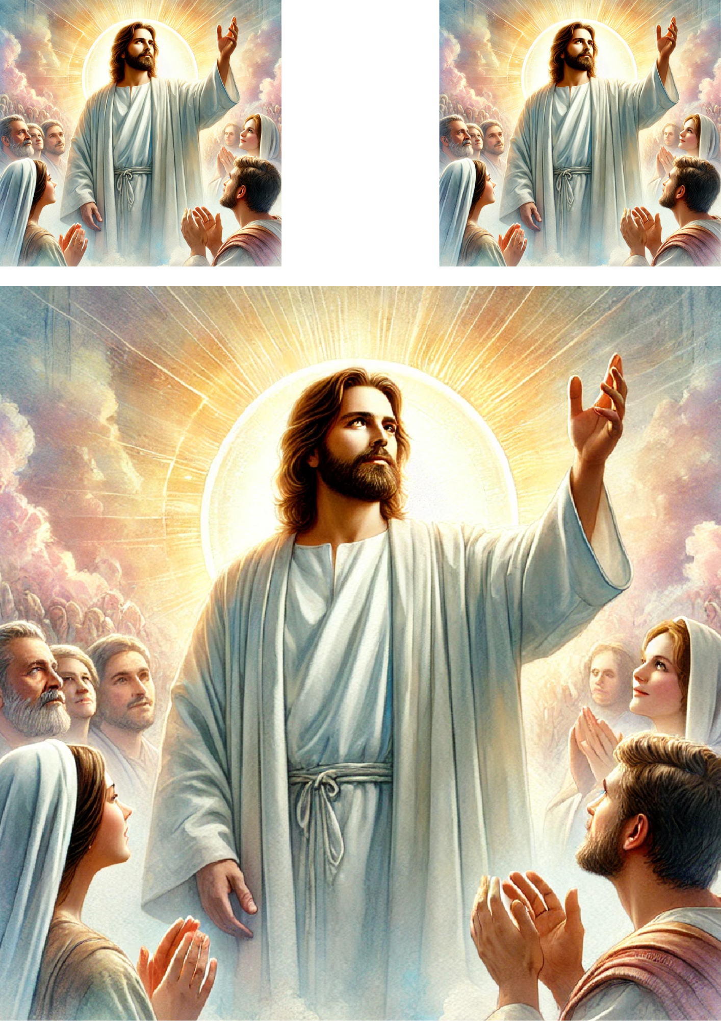 Sticker Sheet / Greeting Card – Jesus Blesses the Faithful Collage Cat. No. 4245