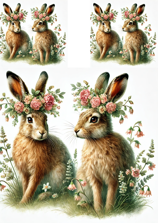 Sticker Sheet – Easter Bunnies In Wreaths Collage Cat. No. 4251