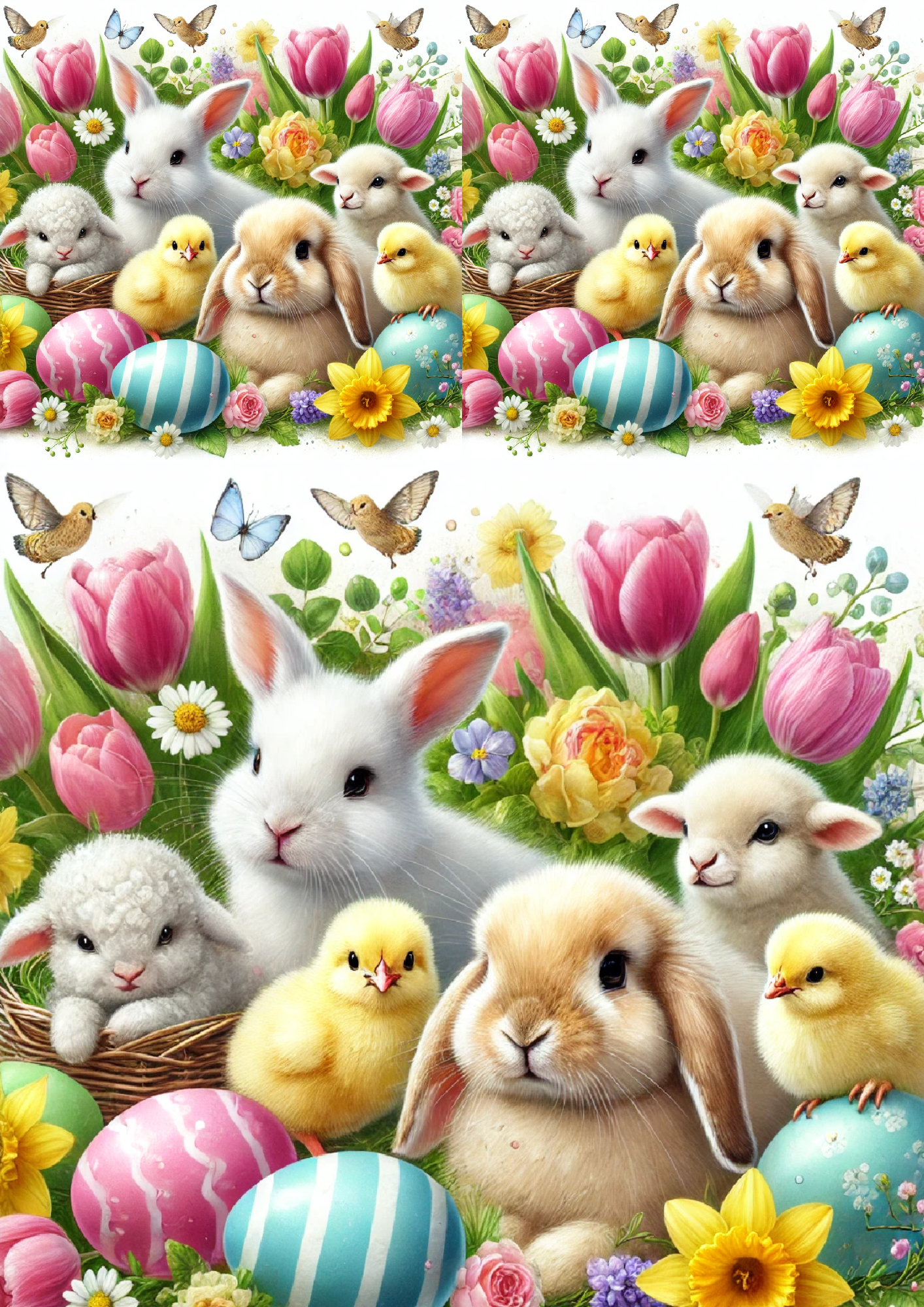 Sticker Sheet / Greeting Card – Easter Animals And Easter Eggs Collage Cat. No.4259