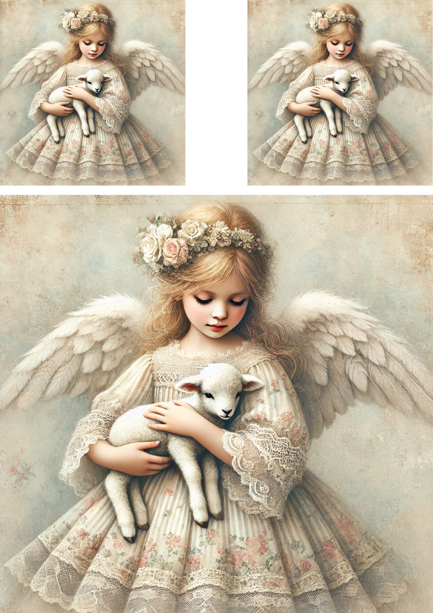 Sticker Sheet / Greeting Card – Angel And Sheep 2 Collage Cat. No. 4264