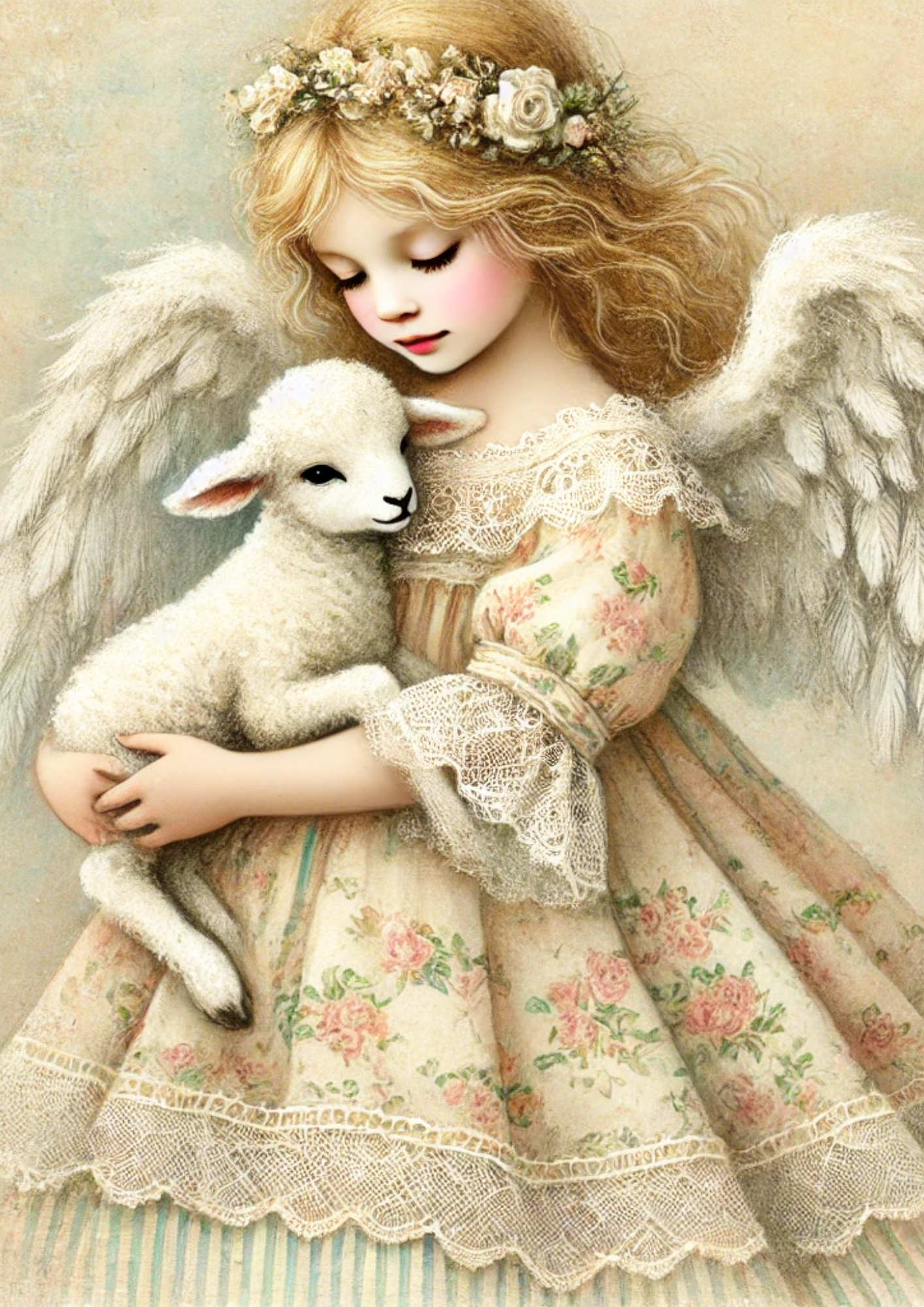 Sticker Sheet / Greeting Card – Angel And Sheep Full Cat. No. 4265