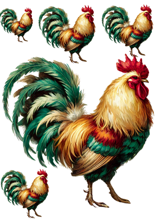 Sticker Sheet – Rooster 2 Shabby Chic Collage Cat. No. 4290