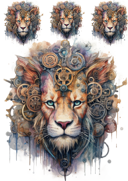 Sticker Sheet – Lion Head Steampunk Collage Cat. No. 4293