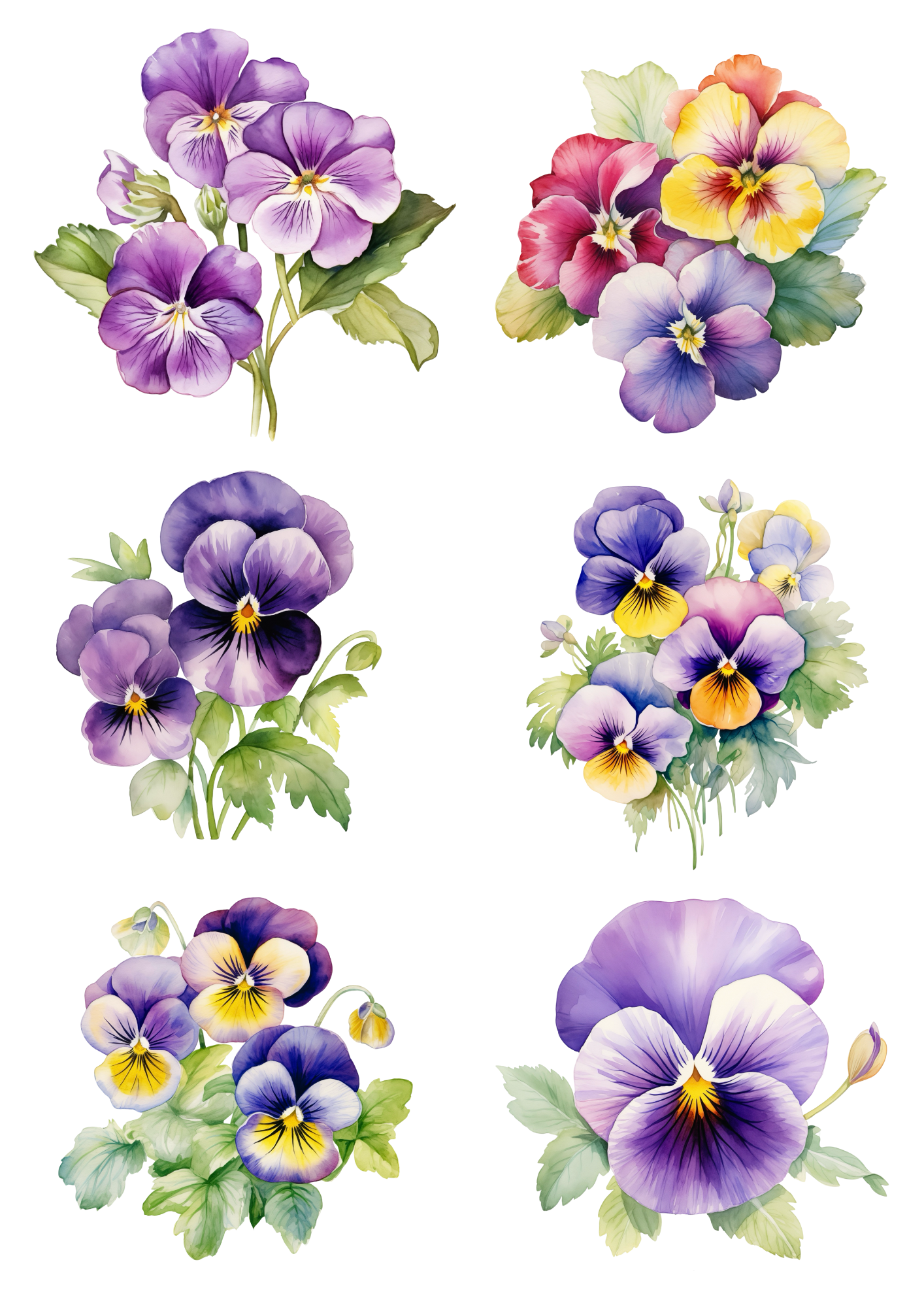 Sticker Sheet / Greeting Card – Pansies Collage Cat. No. 4296