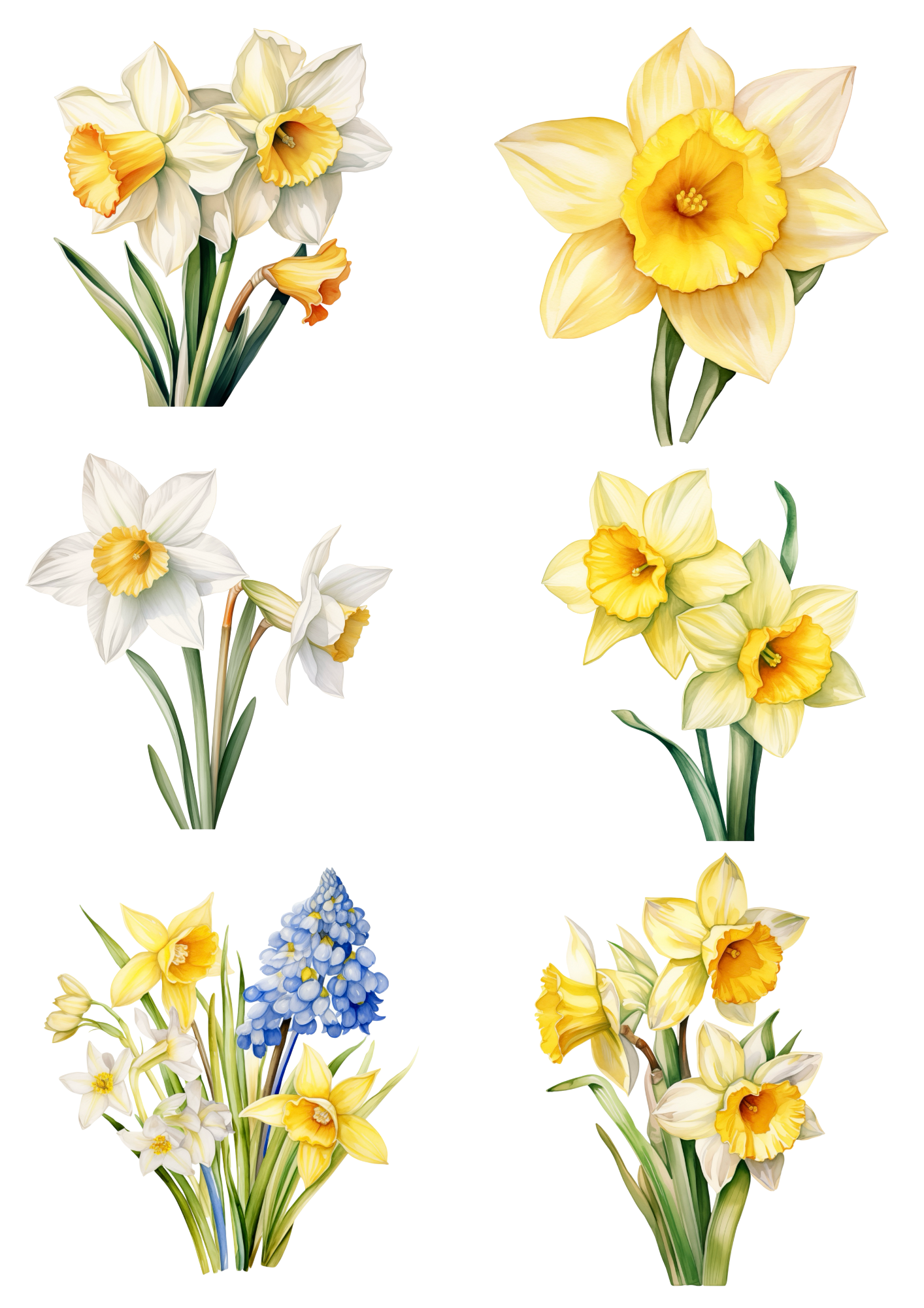 Sticker Sheet / Greeting Card – Daffodils Collage Cat. No. 4297
