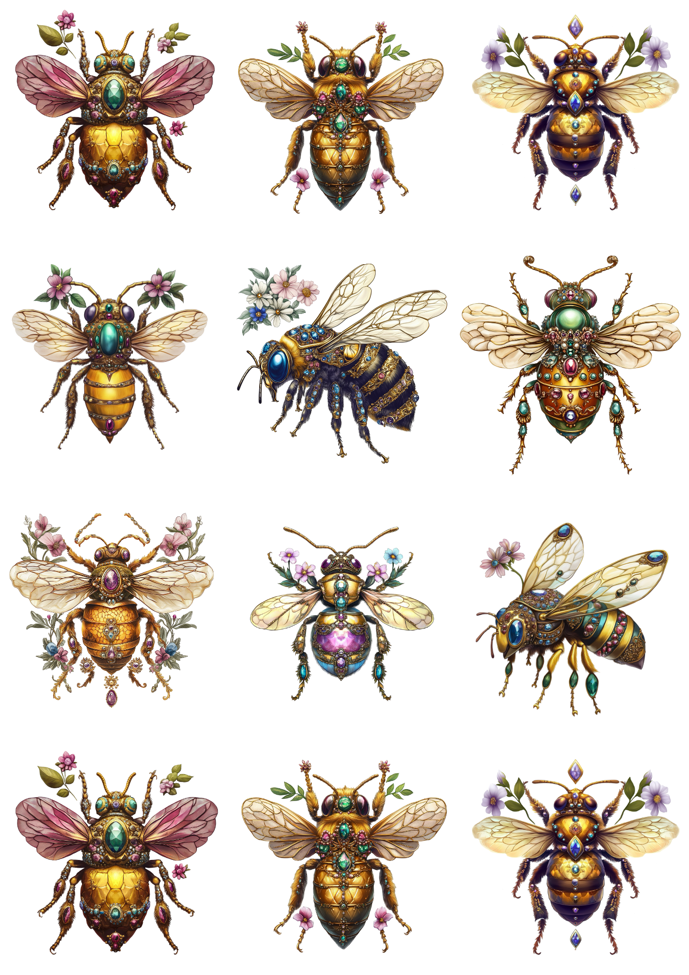 Sticker Sheet / Greeting Card – Bees 3 Collage Cat. No. 4304