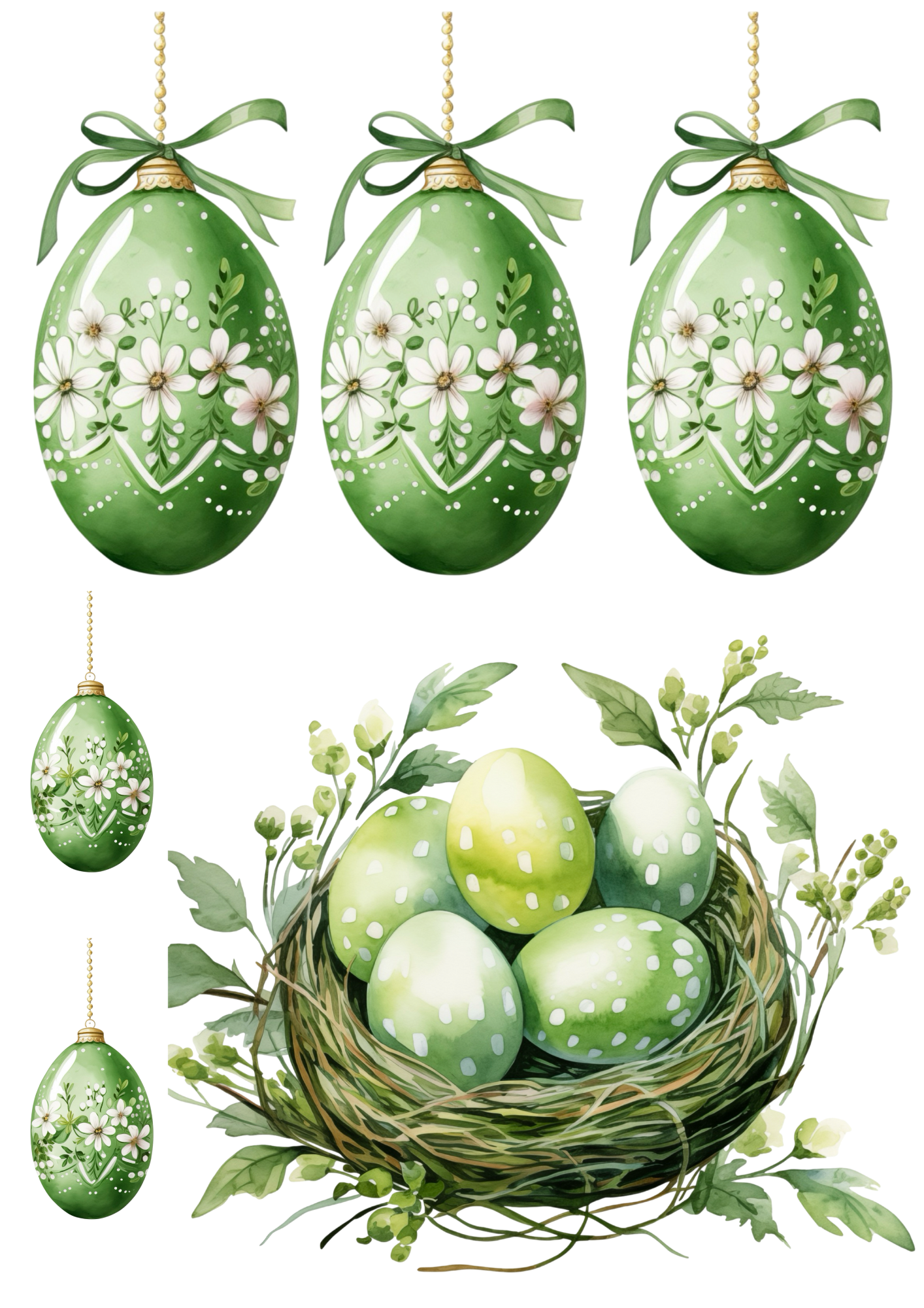 Sticker Sheet / Greeting Card – Easter Eggs In Flowers 2 Collage Cat. No. 4307