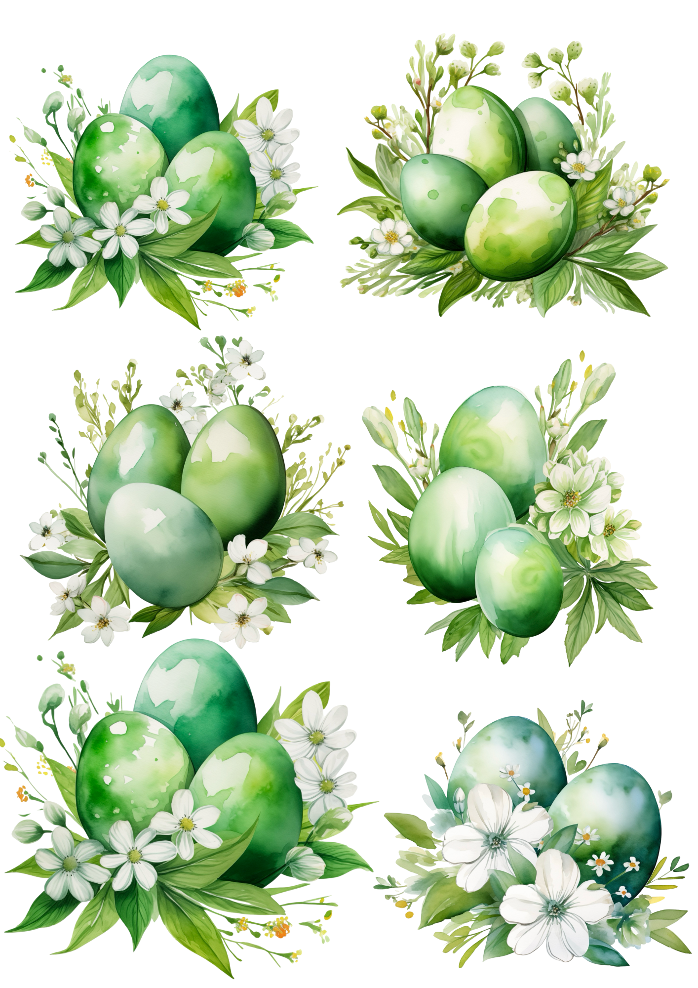 Sticker Sheet / Greeting Card – Easter Eggs In Flowers 4 Collage Cat. No. 4309