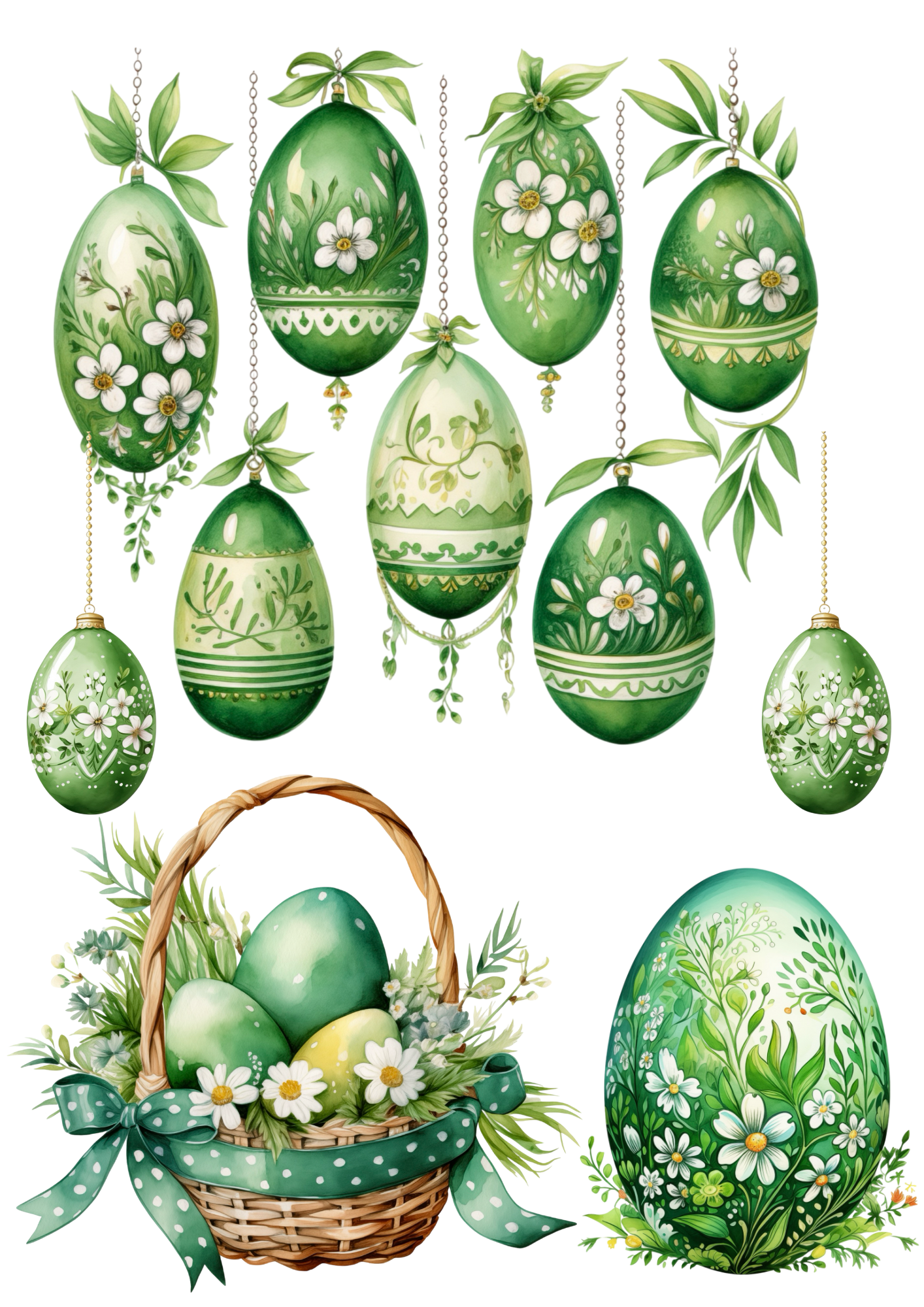 Sticker Sheet / Greeting Card – Easter Eggs In Flowers 5 Collage Cat. No. 4310