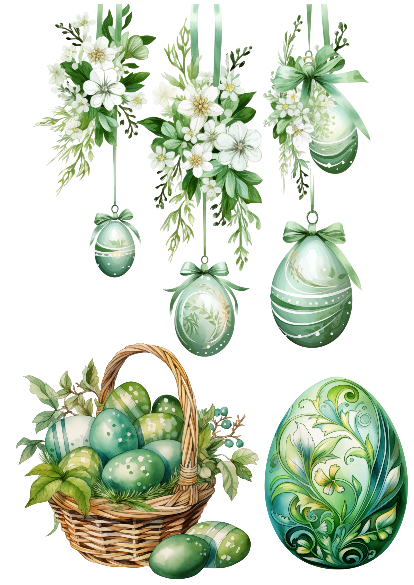 Sticker Sheet / Greeting Card – Easter Eggs In Flowers 6 Collage Cat. No. 4311