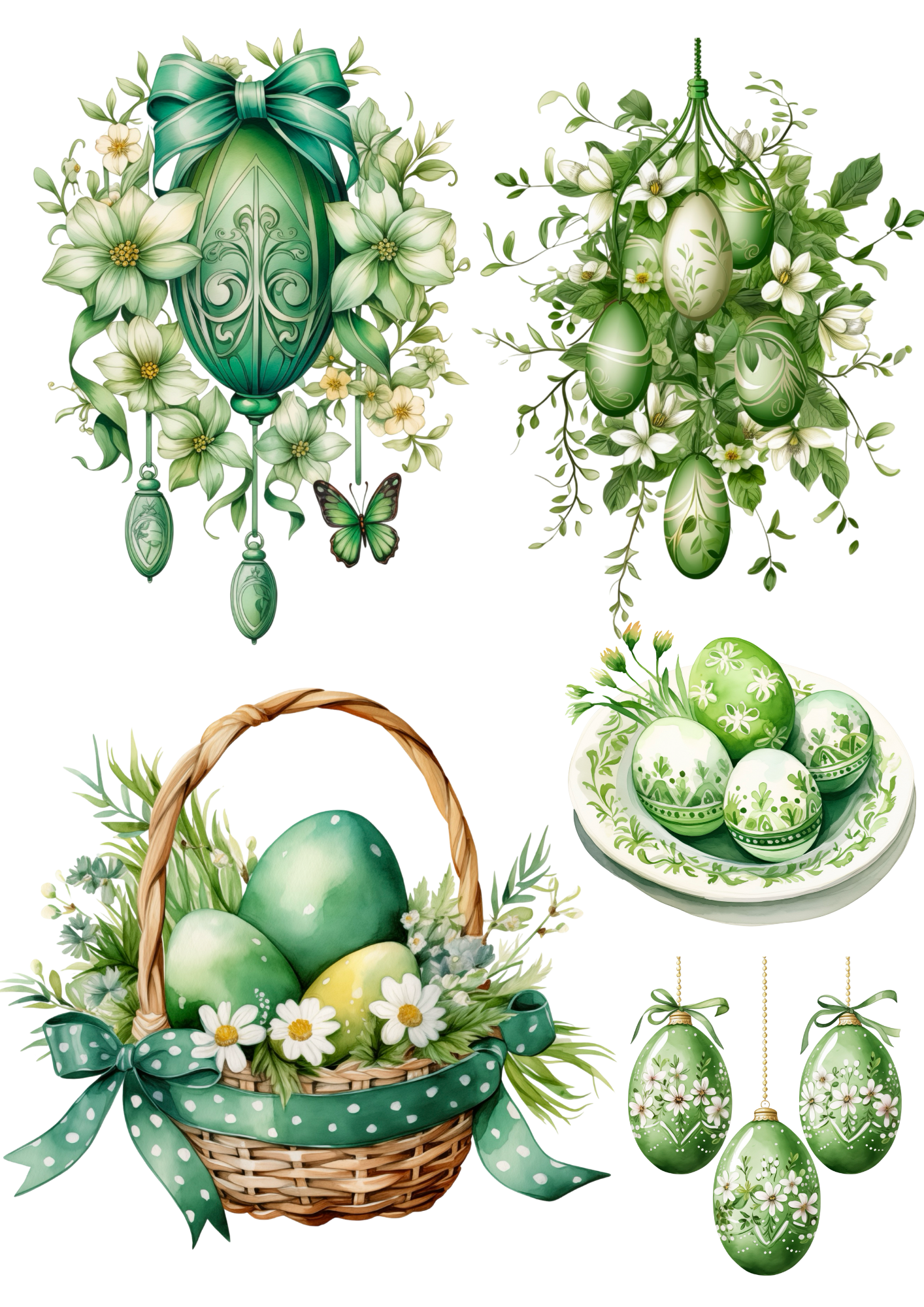 Sticker Sheet / Greeting Card – Easter Eggs In Flowers 7 Collage Cat. No. 4312