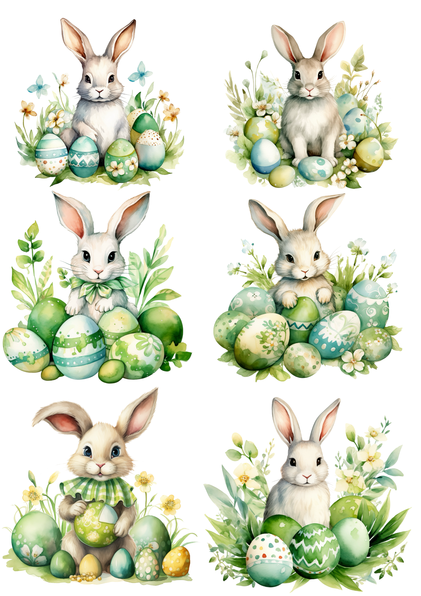 Sticker Sheet / Greeting Card – Bunny With Easter Eggs Collage Cat. No. 4315