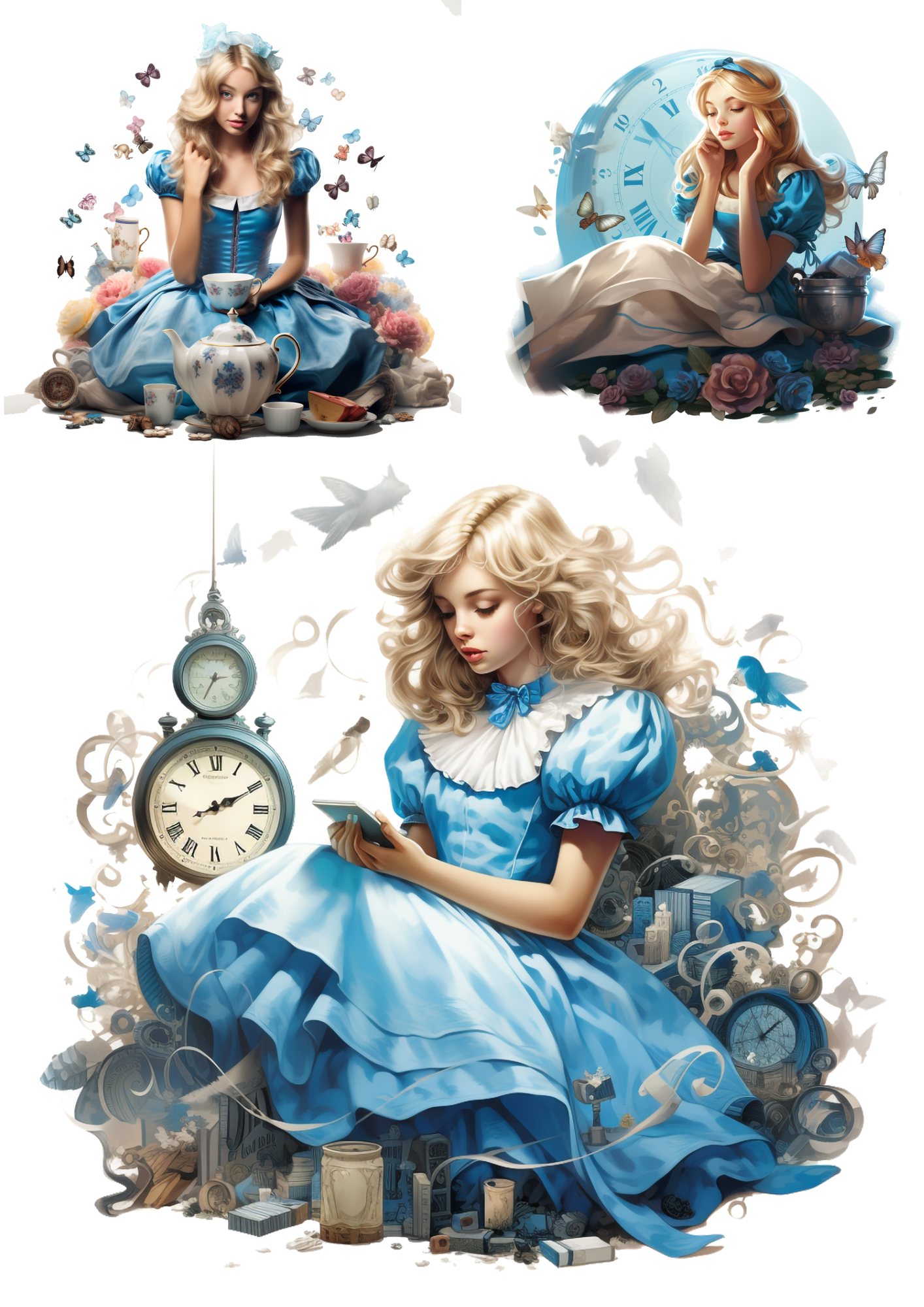 Sticker Sheet / Greeting Card – Alice In Wonderland 2 Collage Cat. No. 4320