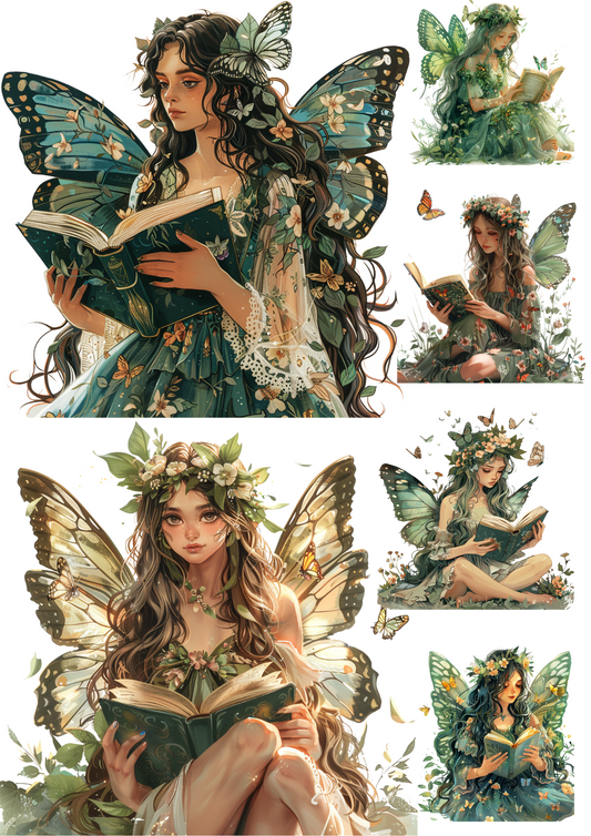 Sticker Sheet – Forest Fairy Sitting on Tree 2 Collage Cat. No. 4335