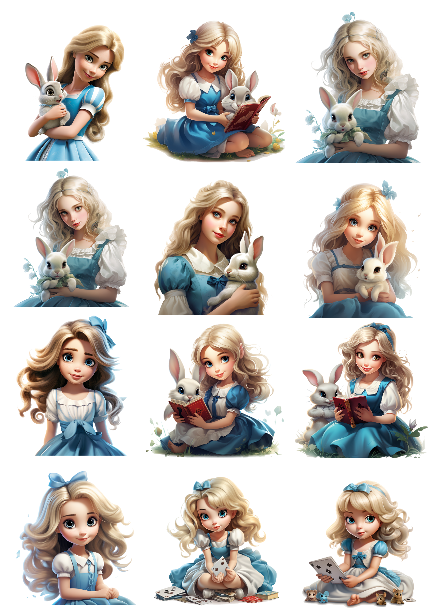 Sticker Sheet / Greeting Card – Alice In Wonderland Collage Cat. No. 4338