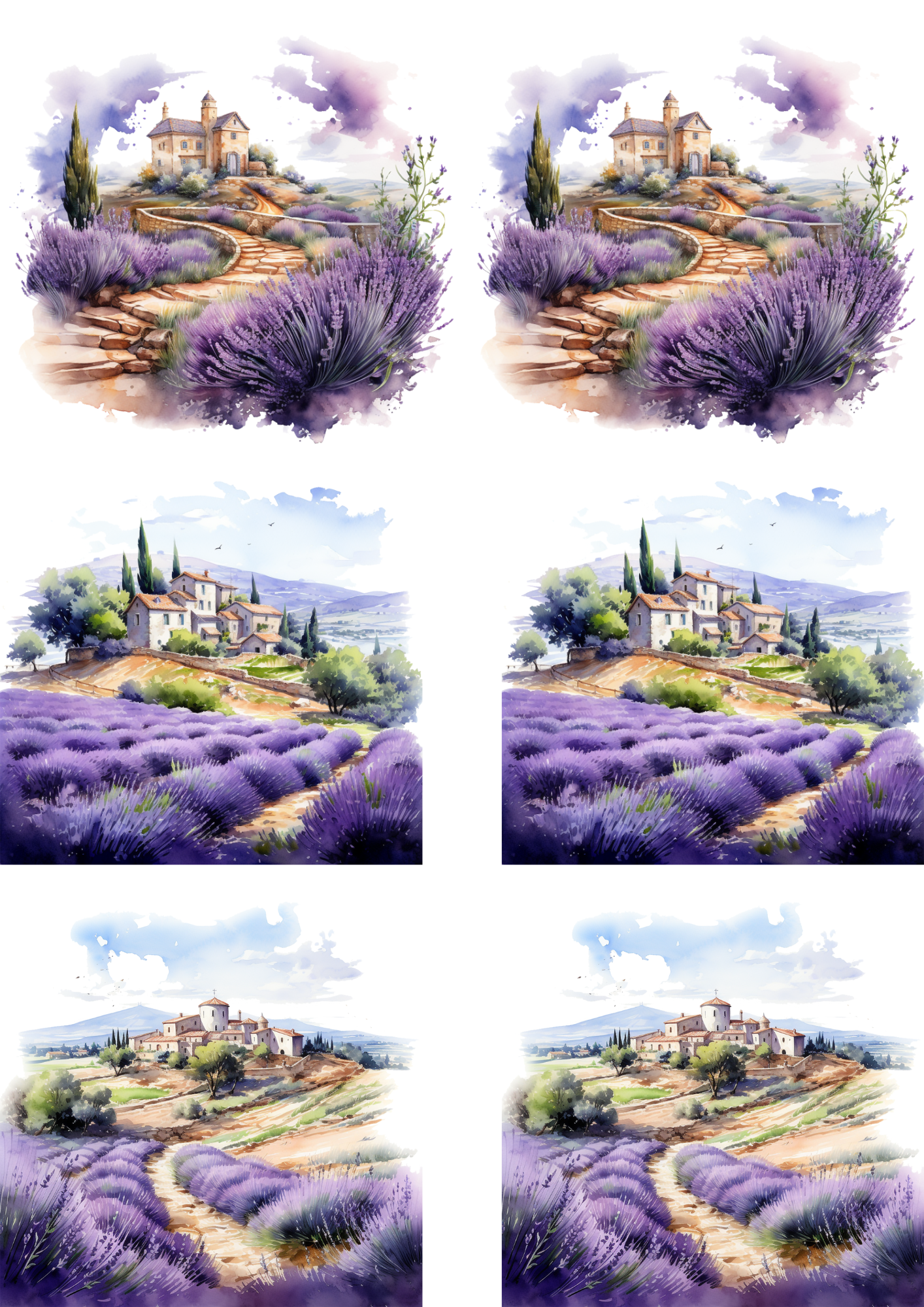 Sticker Sheet / Greeting Card – Provence and Lavender Field 3 Collage Cat. No. 4343