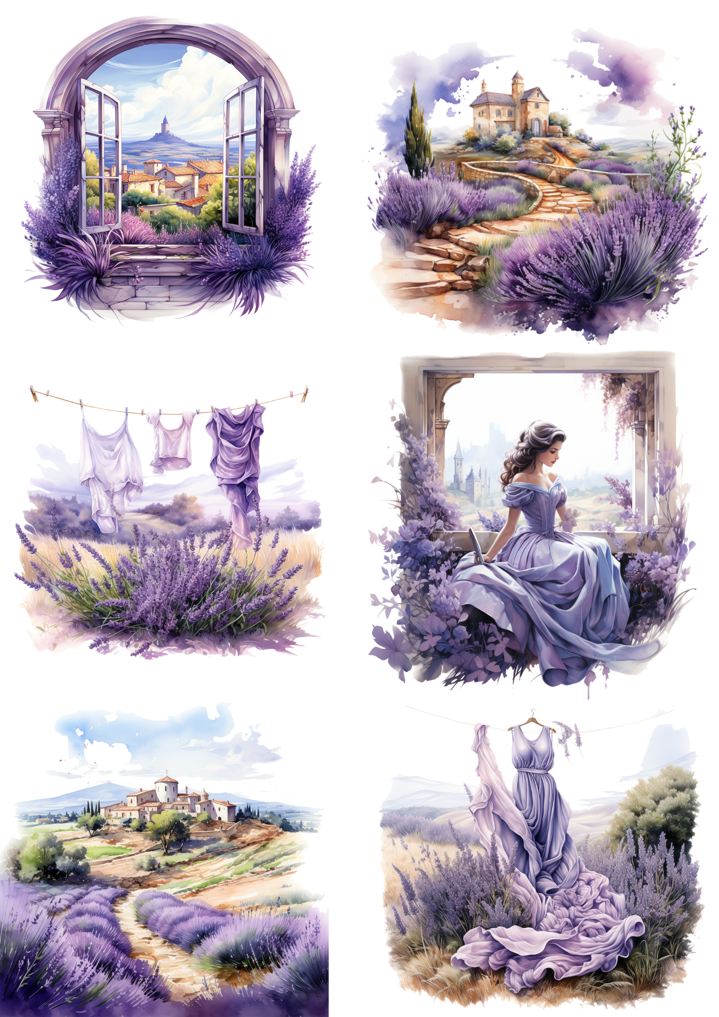 Sticker Sheet / Greeting Card – Residence In Provence And Lavender 2 Collage Cat. No. 4348