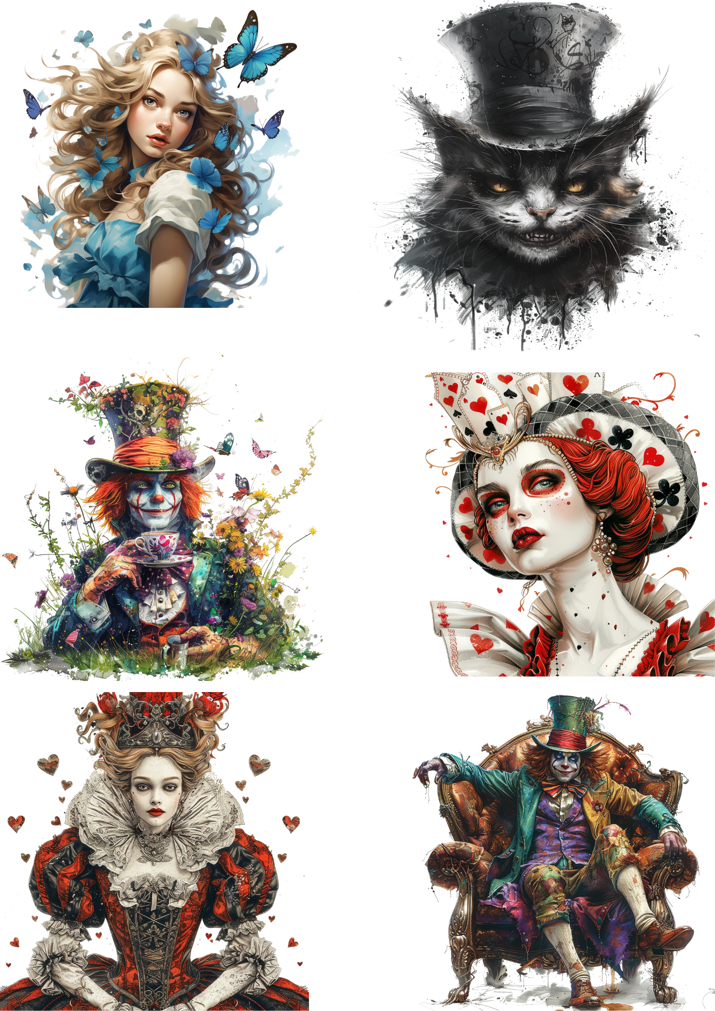 Sticker Sheet – Alice In Wonderland Various Characters Mix Collage Cat. No. 4352