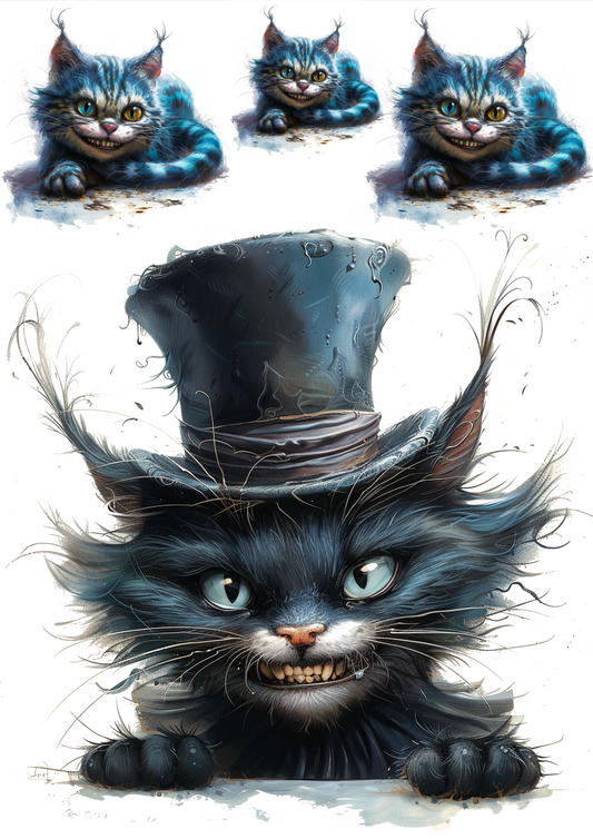 Sticker Sheet – Alice In Wonderland Cheshire Cat Collage Cat. No. 4353