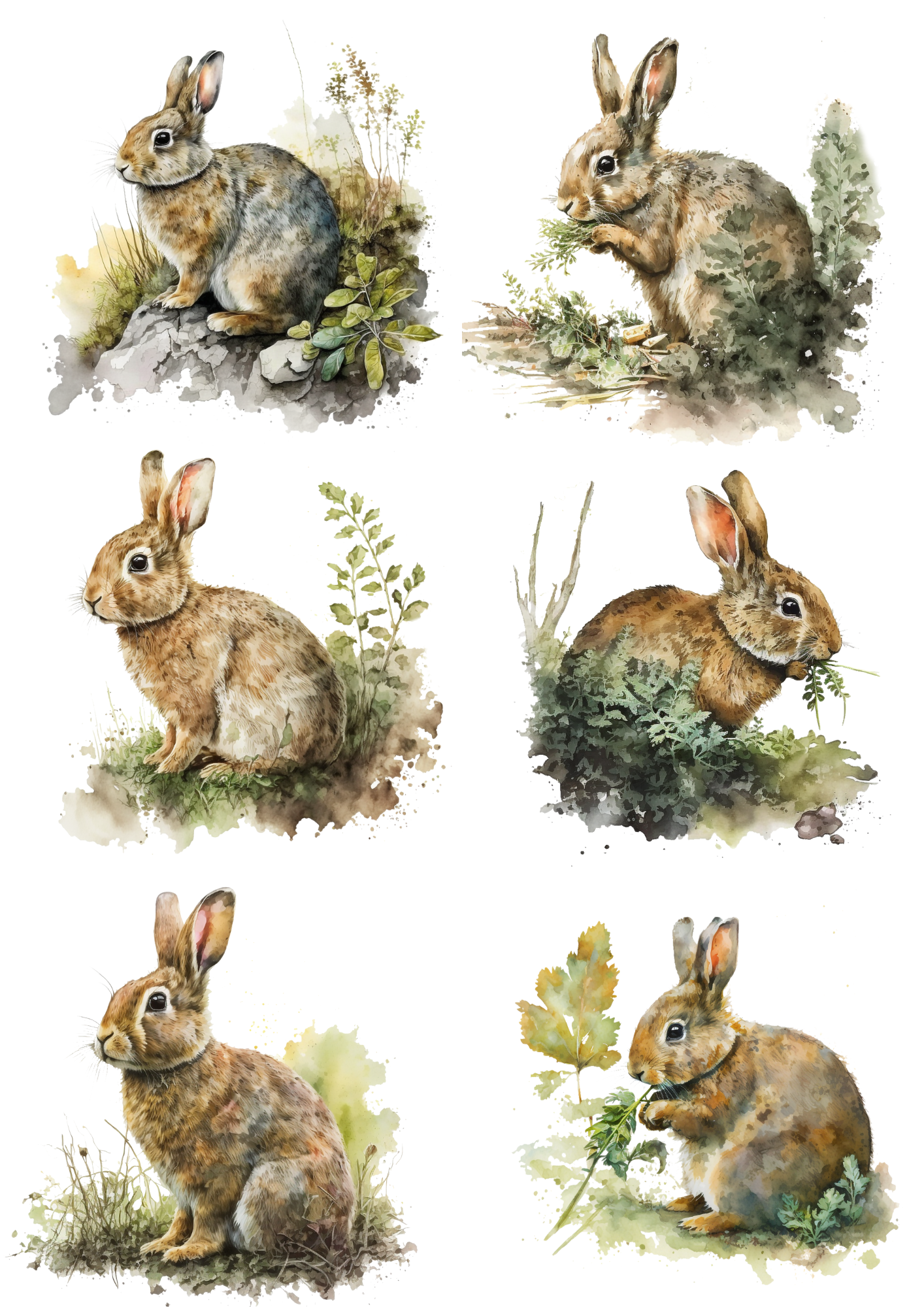 Sticker Sheet / Greeting Card – Hare Collage Cat. No. 4358