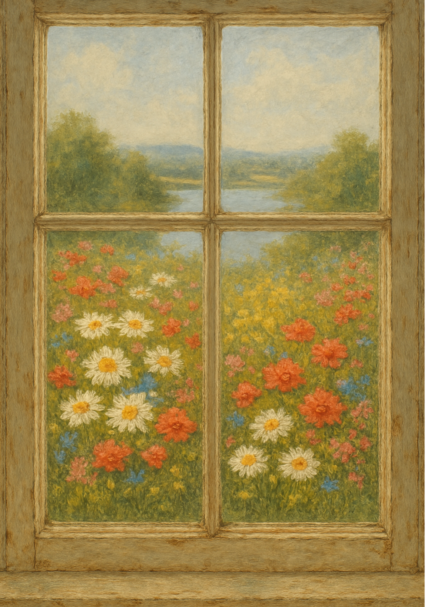 Sticker Sheet / Greeting Card – Window With Meadow View Full Cat. No. 4365
