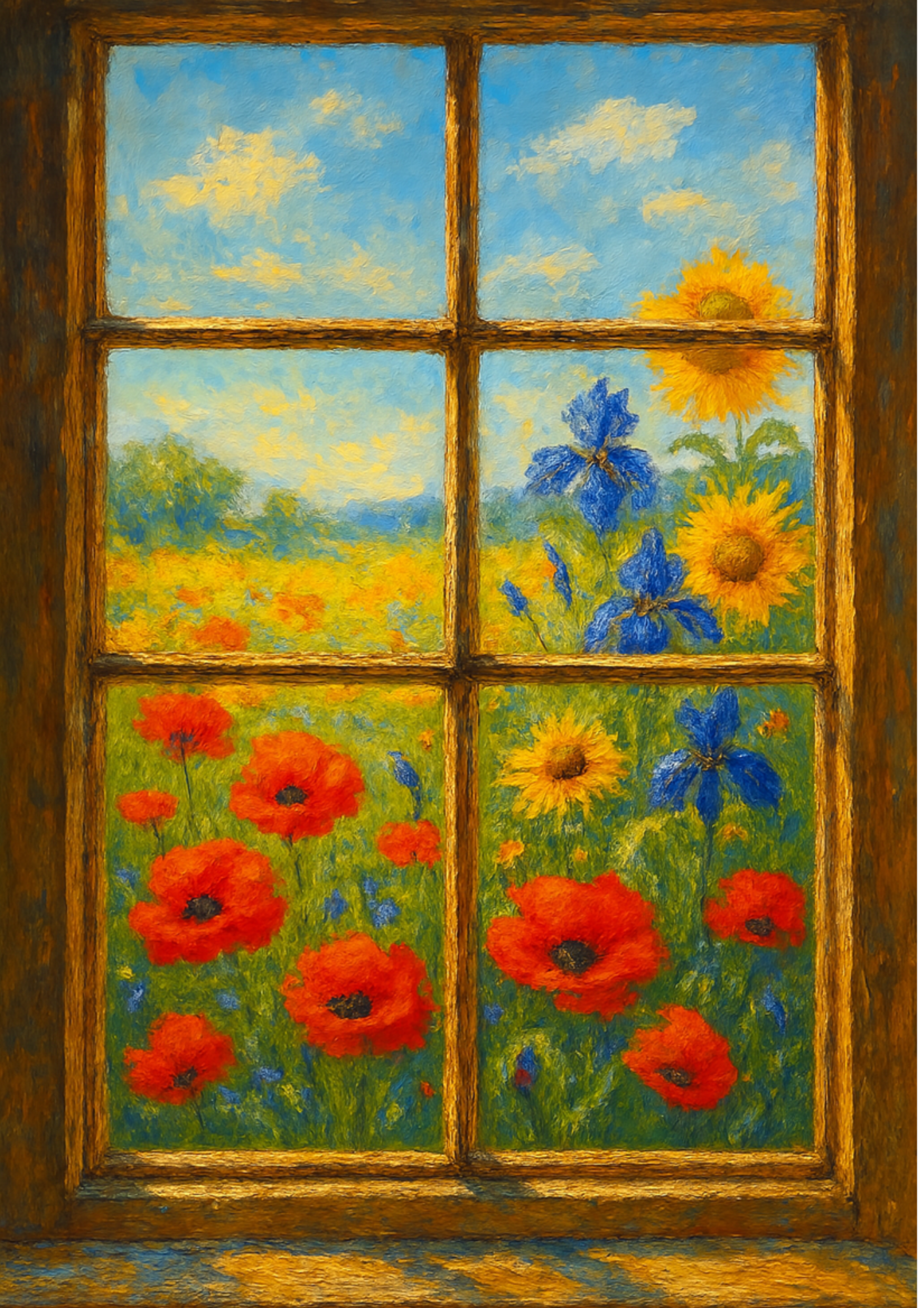 Sticker Sheet / Greeting Card – Window With Meadow View 2 Full Cat. No. 4366