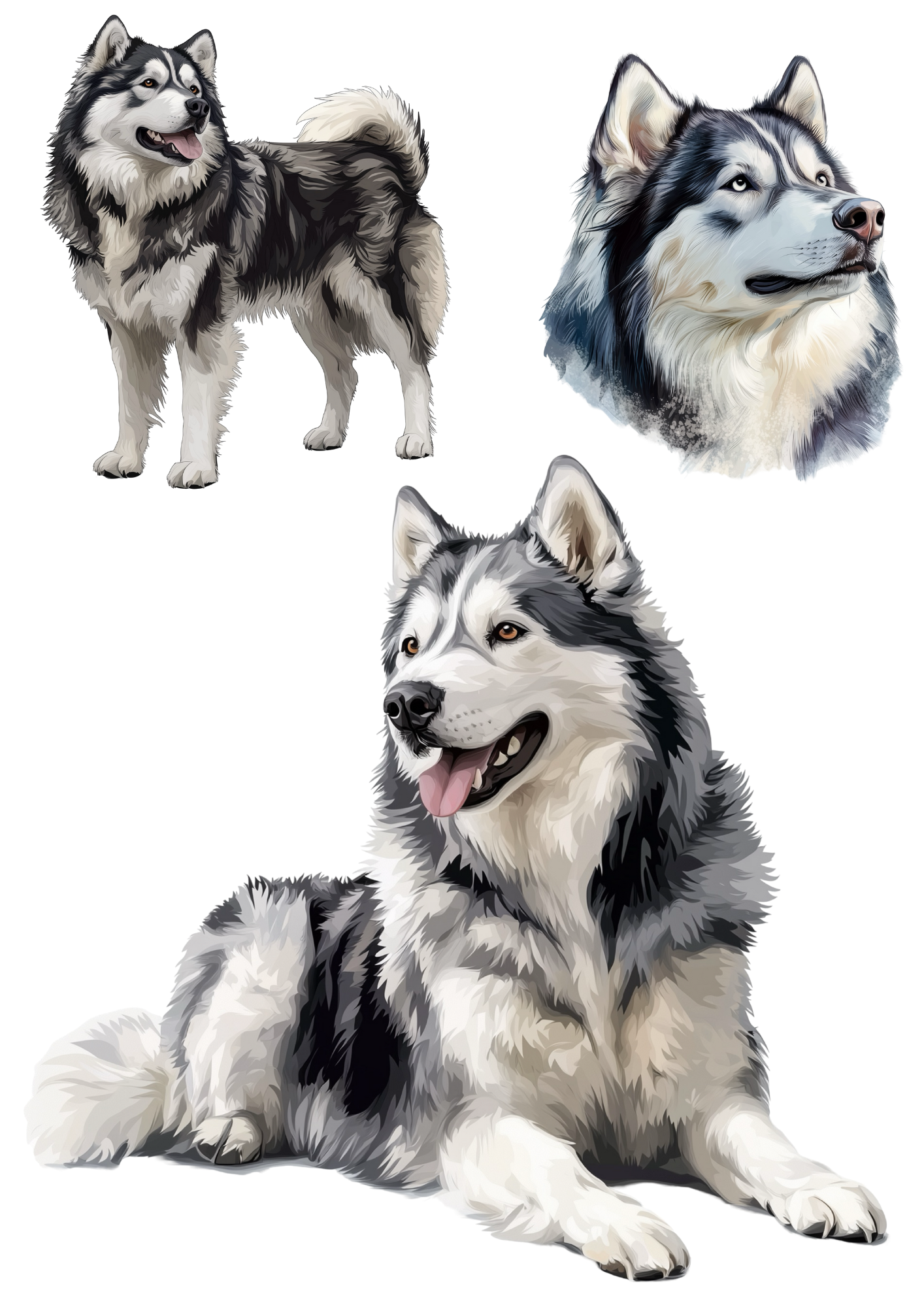 Sticker Sheet / Greeting Card – Malamute Collage Cat. No. 4374