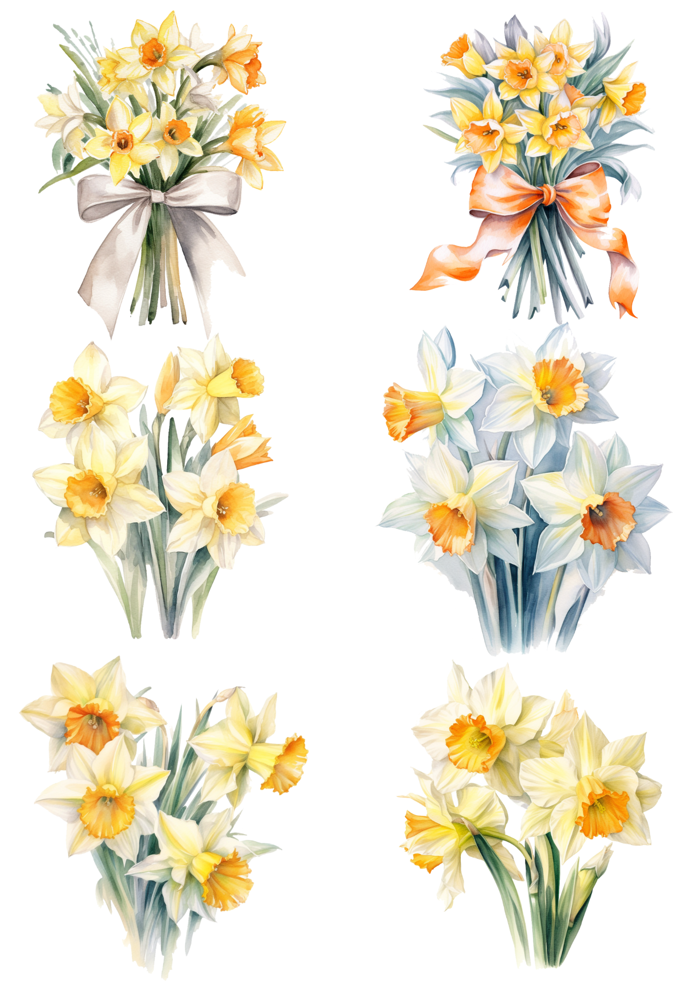 Sticker Sheet / Greeting Card – Daffodil Bouquets Collage Cat. No. 4382