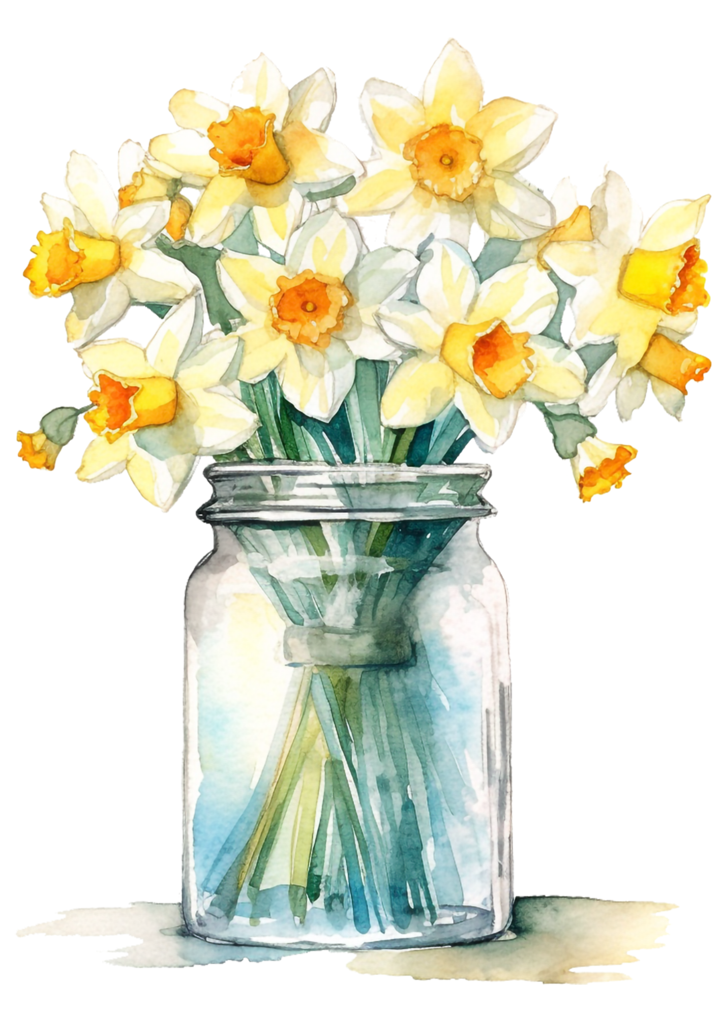 Sticker Sheet / Greeting Card – Daffodils Bouquet In A Vase Full Cat. No. 4384