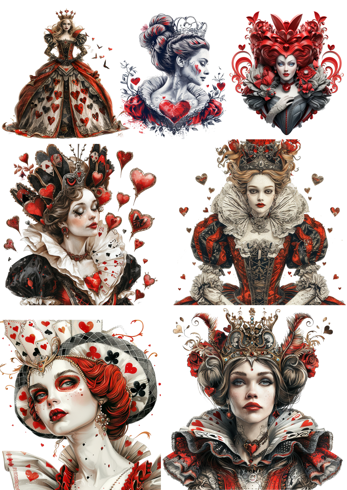 Sticker Sheet – Queen of Hearts From Alice in Wonderland Collage Cat. No. 4385