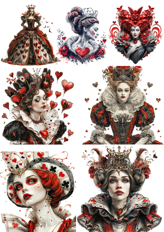 Sticker Sheet – Queen of Hearts From Alice in Wonderland Collage Cat. No. 4385
