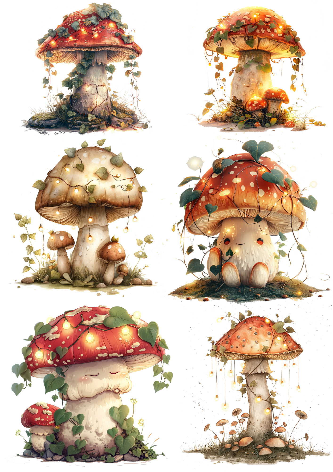 Sticker Sheet / Greeting Card – Magic Mushrooms Toadstools Collage Cat. No. 4387