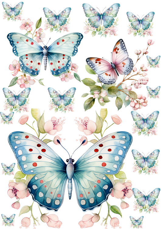 Sticker Sheet – Butterfly Over Flowers 3 Collage Cat. No. 4392