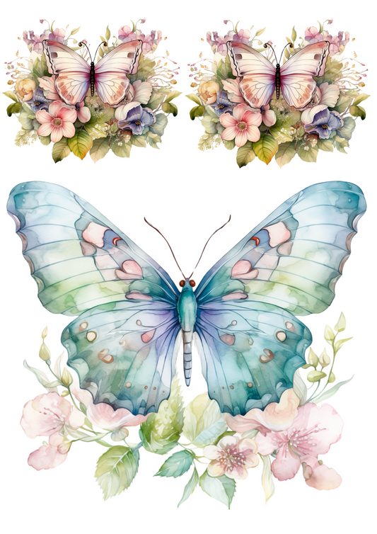 Sticker Sheet – Butterfly Over Flower Bouquet Collage Cat. No. 4394