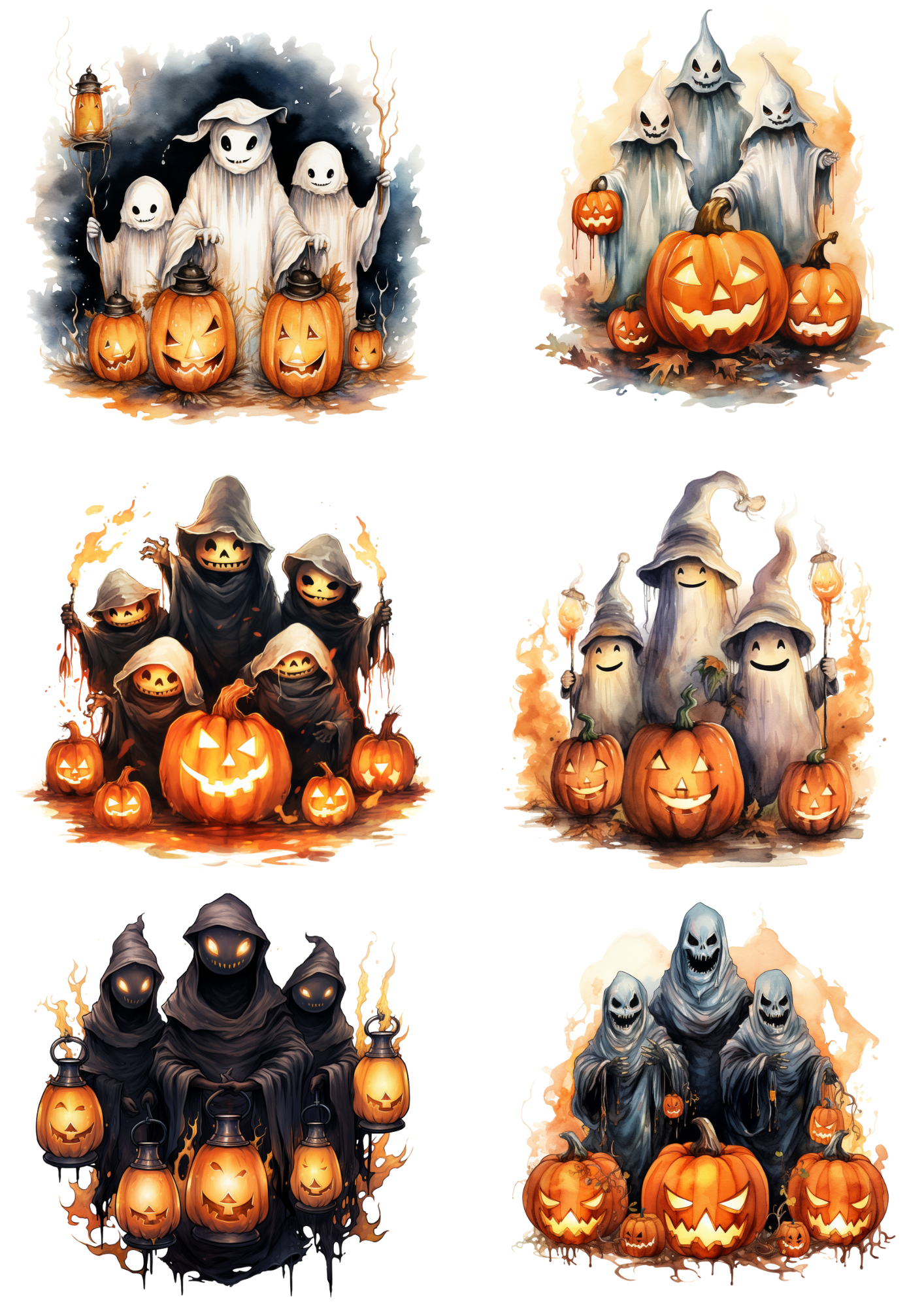 Sticker Sheet / Greeting Card – Ghost And Halloween Pumpkins 2 Collage Cat. No. 4399