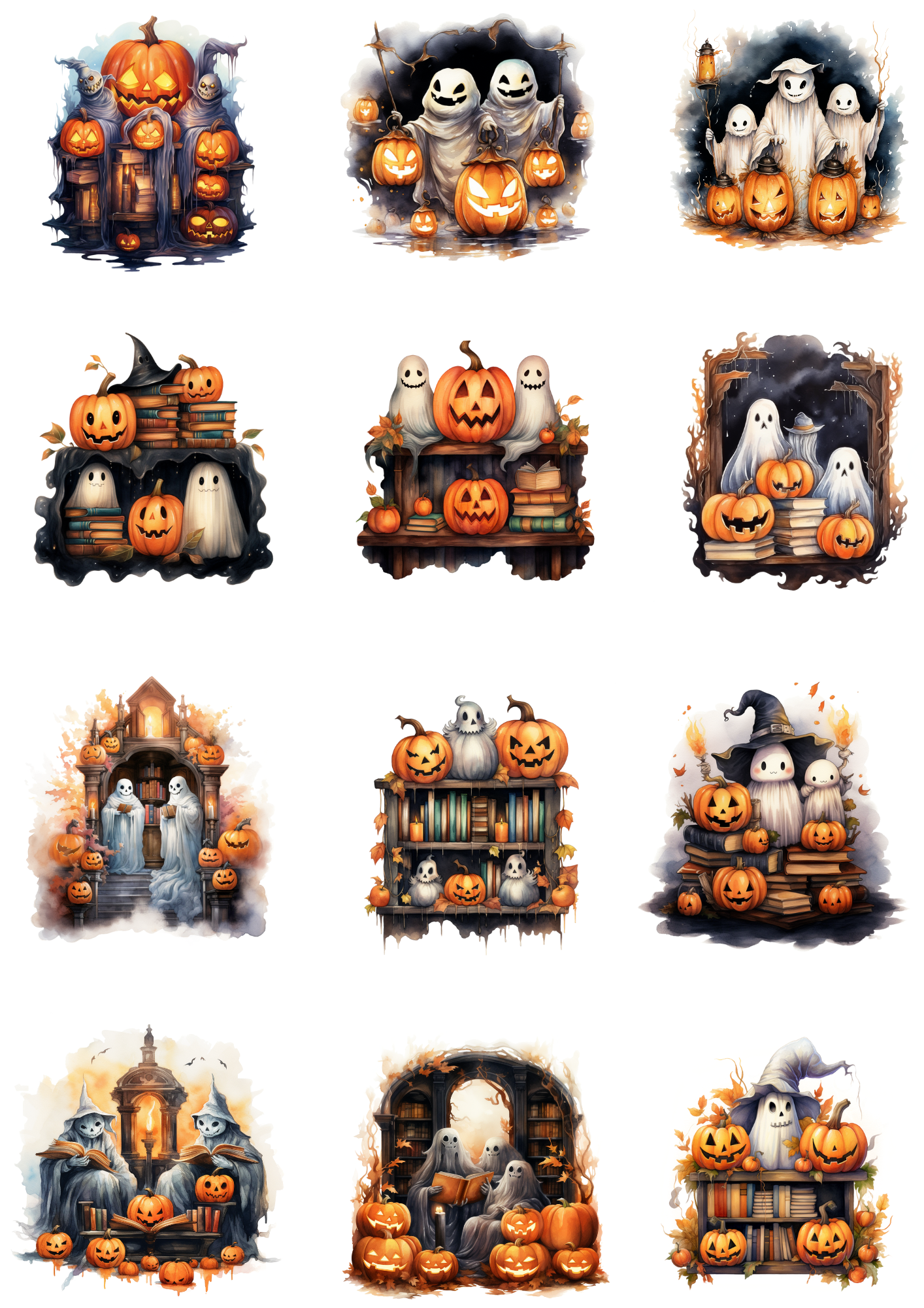 Sticker Sheet / Greeting Card – Ghost And Halloween Pumpkins 3 Collage Cat. No. 4401