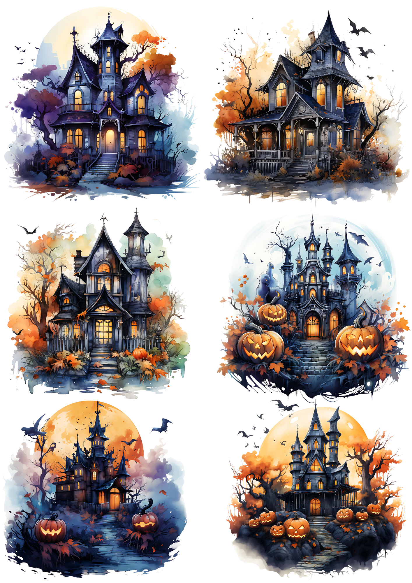 Sticker Sheet / Greeting Card – Halloween Castles Collage Cat. No. 4412