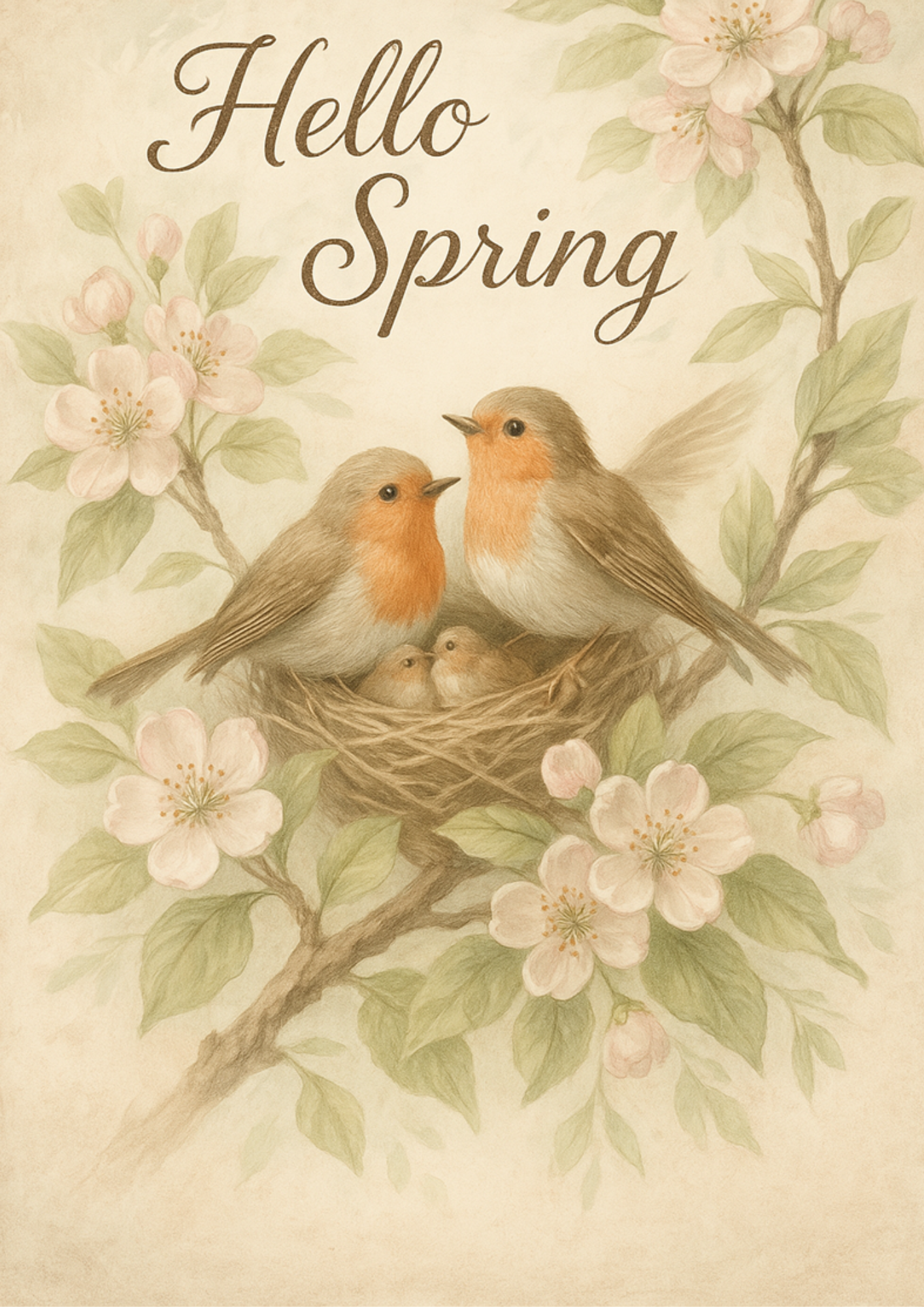 Sticker Sheet / Greeting Card – Red Robins Vintage Full Cat. No. 4415