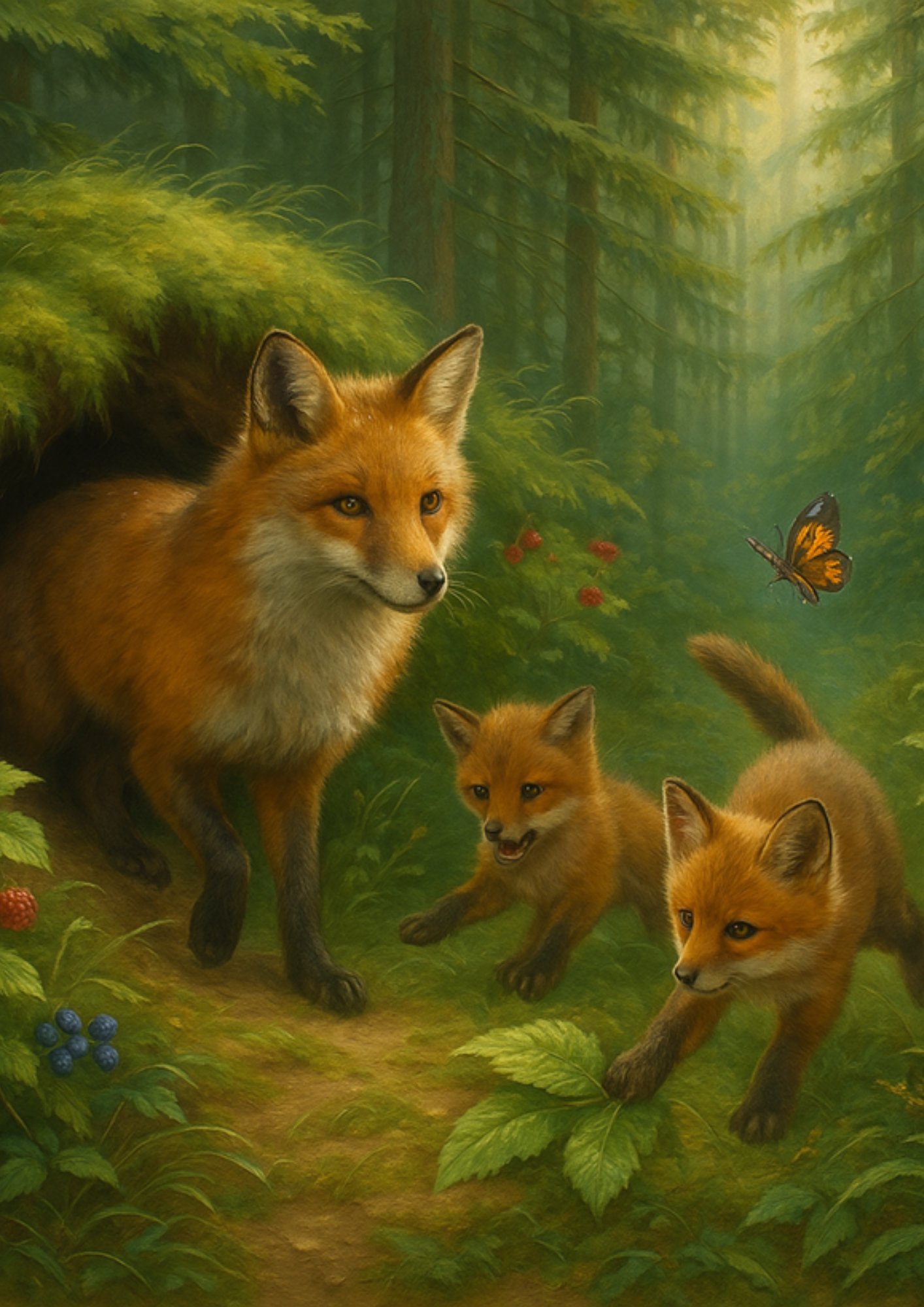 Sticker Sheet / Greeting Card – Fox With Cubs Full Cat. No. 4428